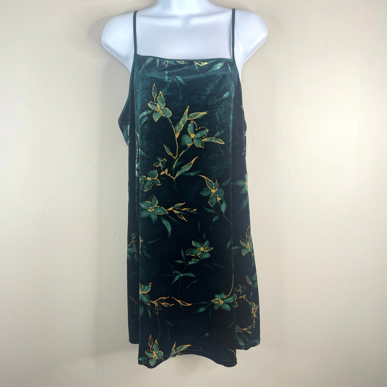Vintage 90s Y2K Velvet Slip Dress Medium Indie Floral Fairy Mini Whimsigoth Chic