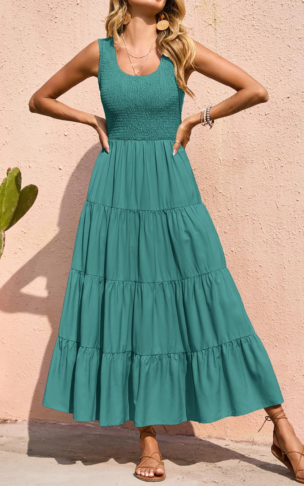 PRETTYGARDEN Sleeveless Flowy Spring Wedding Guest Dresses Women Long Small