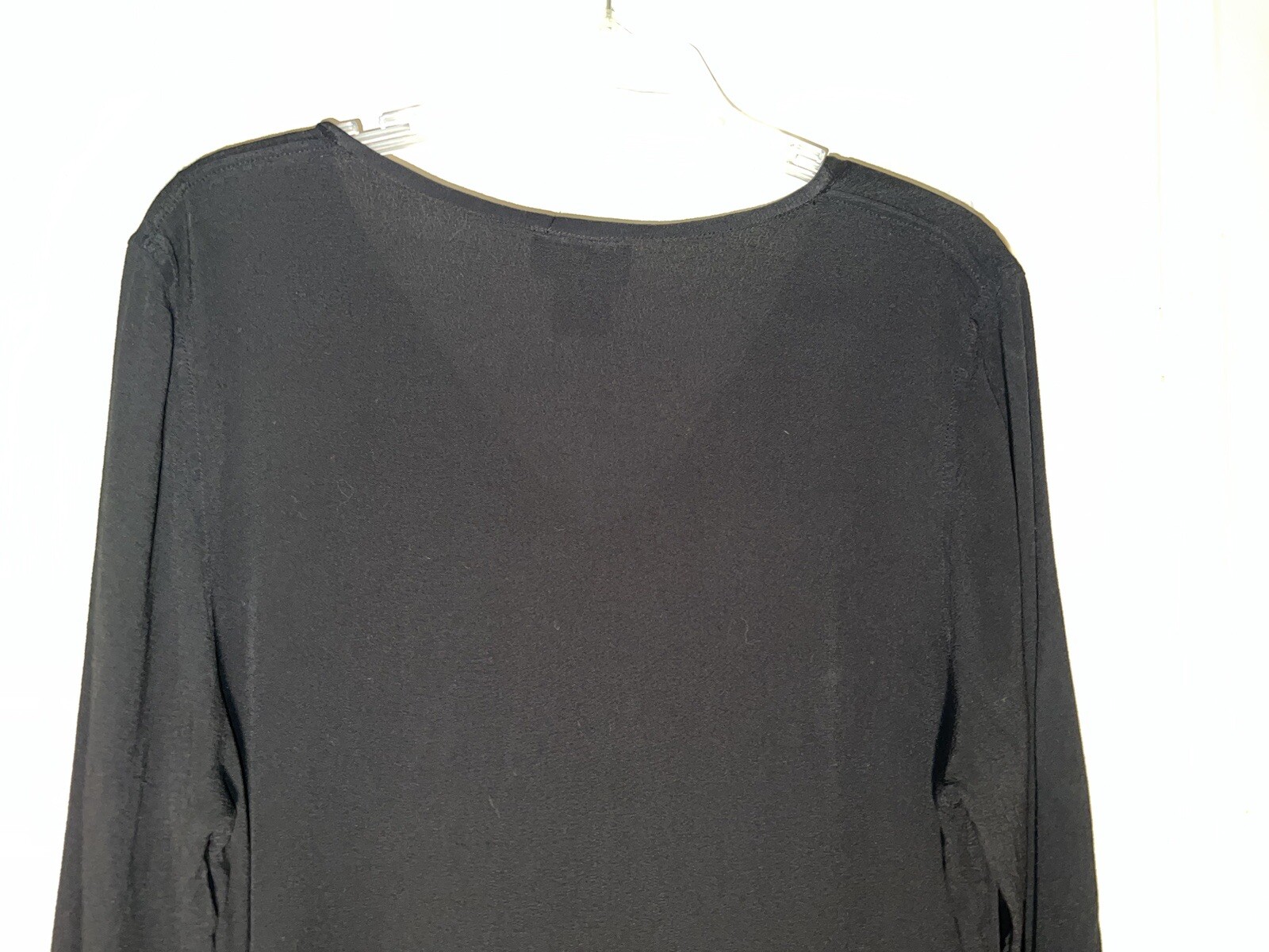 GHOST vintage black crepe long v-neck maxi dress Size L. c854