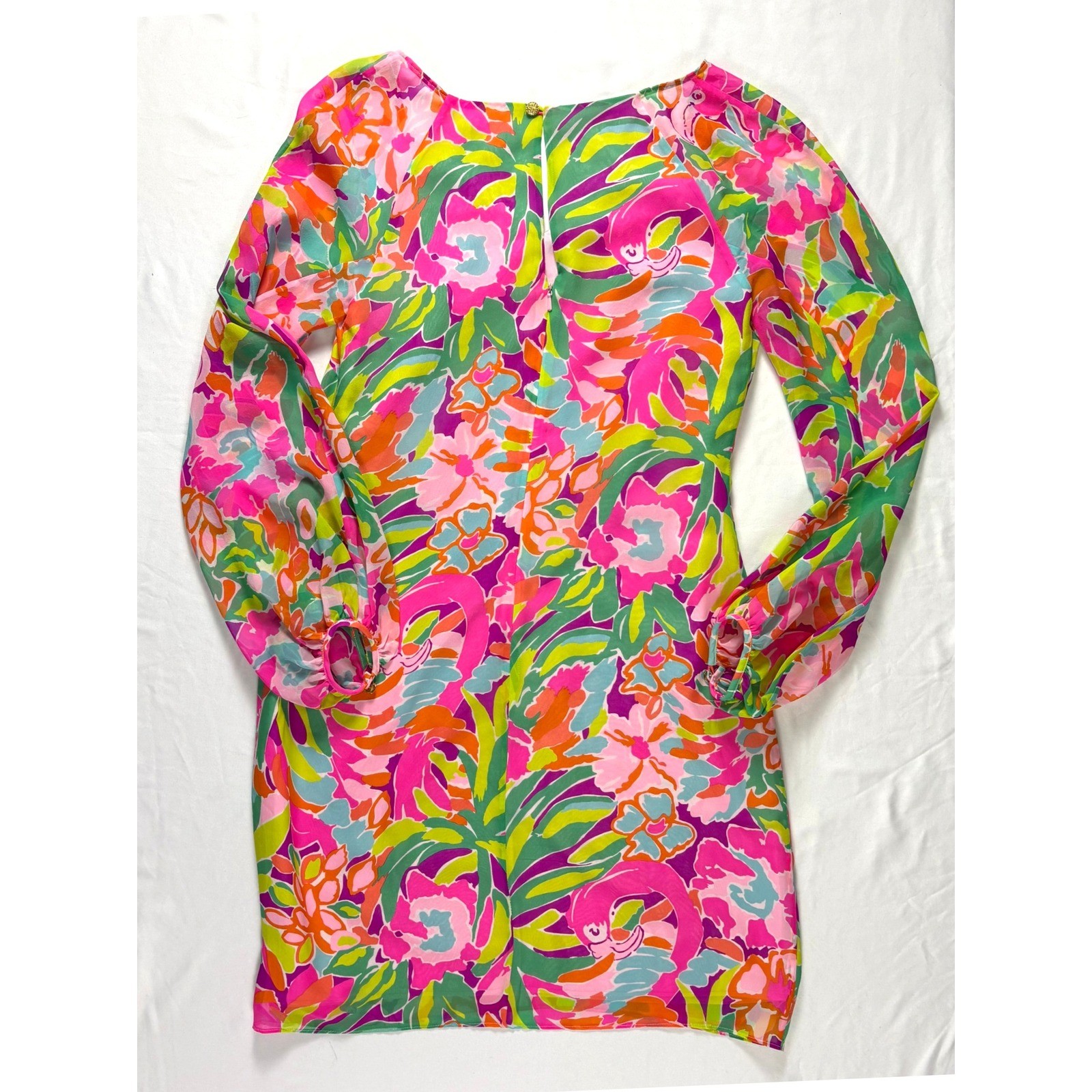 Lilly Pulitzer Caleigh Silk Tunic Mini Dress 2 Flamingo Resort Going Out Bright