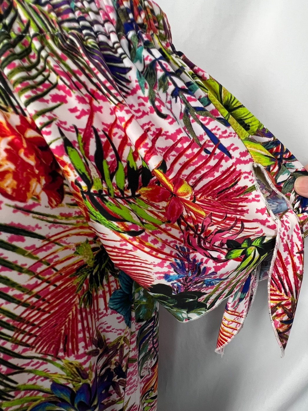 TACERA Off Shoulder Dress Womens Small Multicolor Tropical Floral Print Stretch