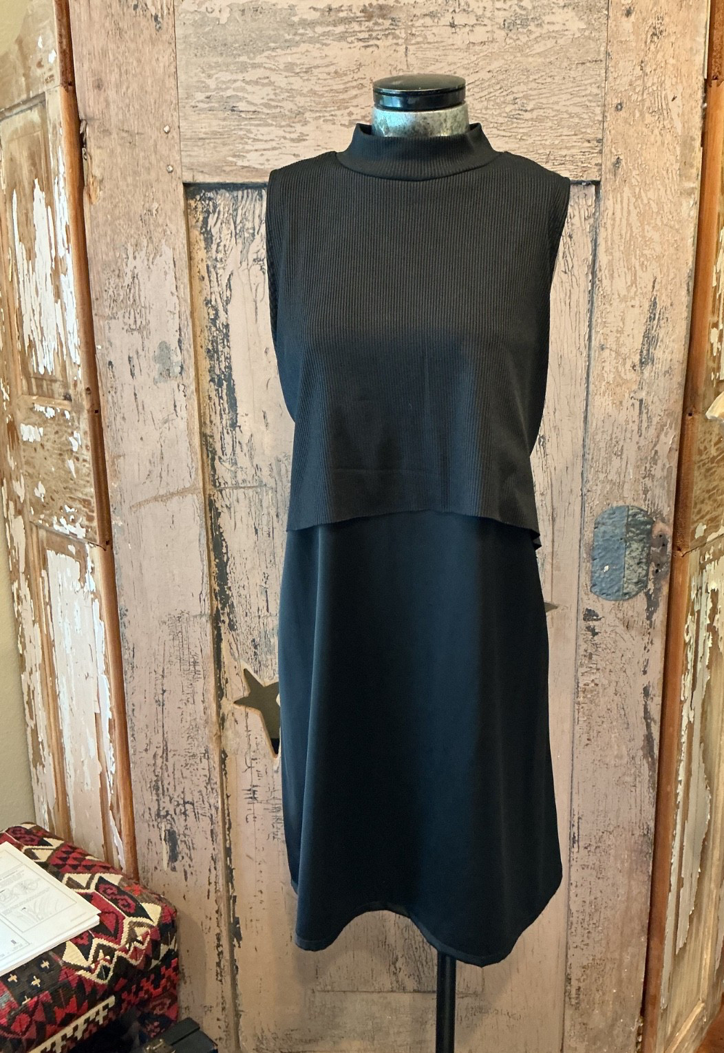 Zara Minimalist Mini Black Dress L Sleeveless/back tie /A Line/NEW