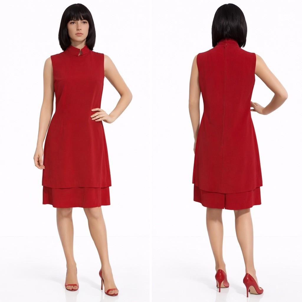 Vintage 60s Mod Shift Dress Blood Lipstick Red Cocktail Party Avant Garde S/M