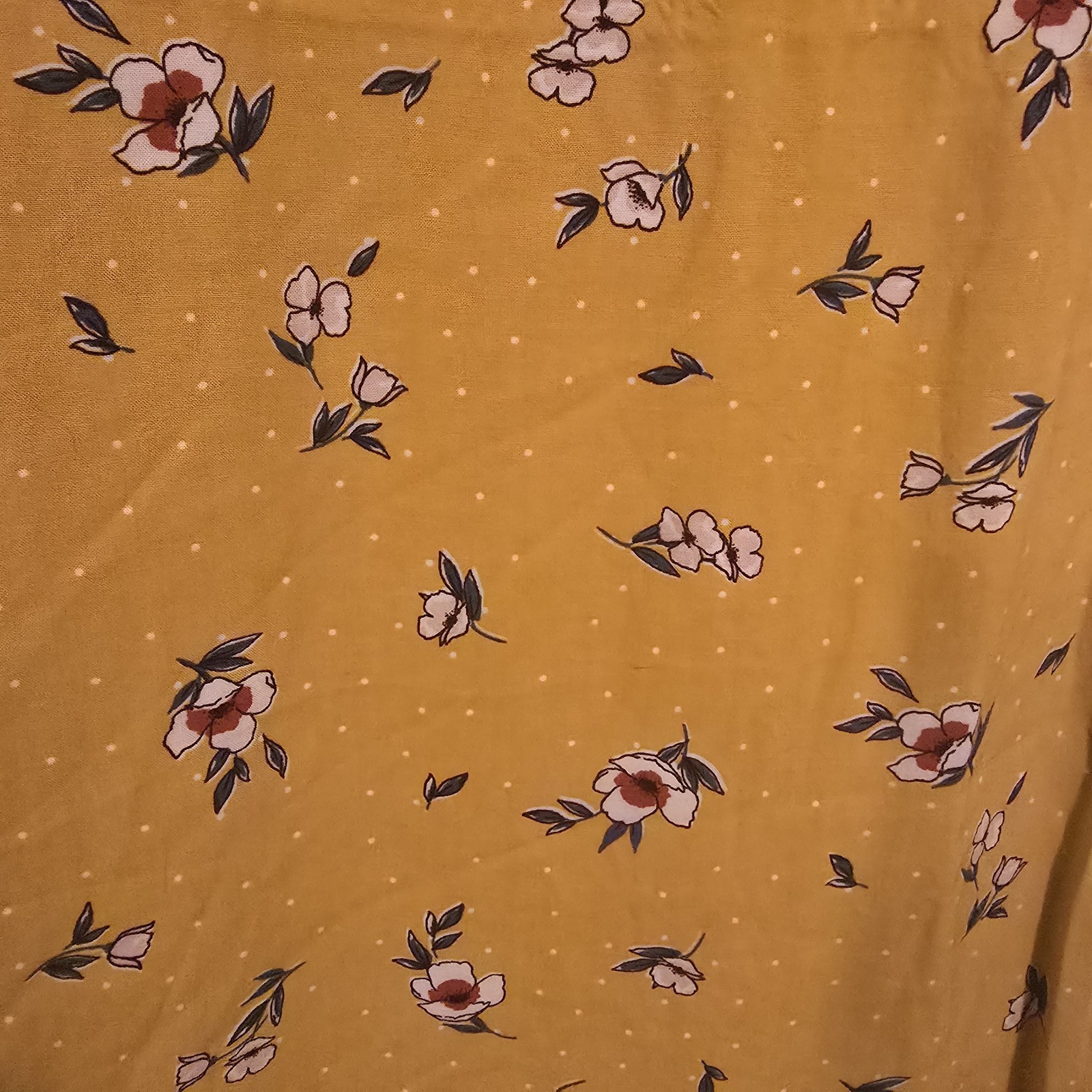 Y2K Blue Rain Floral Button up Yellow A-Line Dress Small
