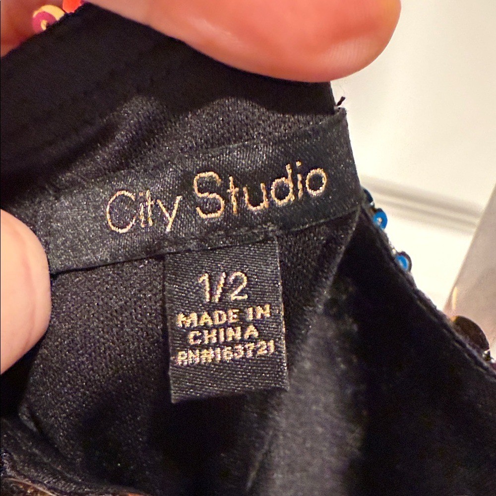 NWT City Studio Sequin Spaghetti Strap Dress Size 1/2
