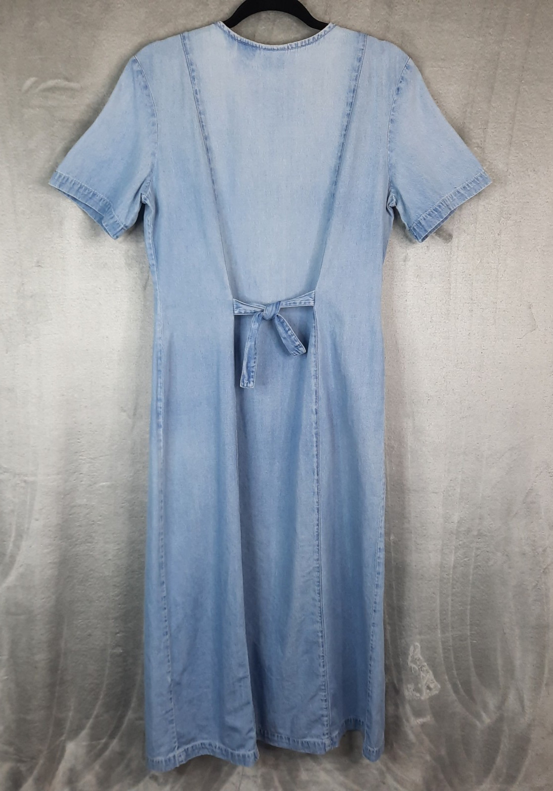 VTG 90s Button Front Denim Gingham Dress Womens 12 Cottagecore Prairie Western