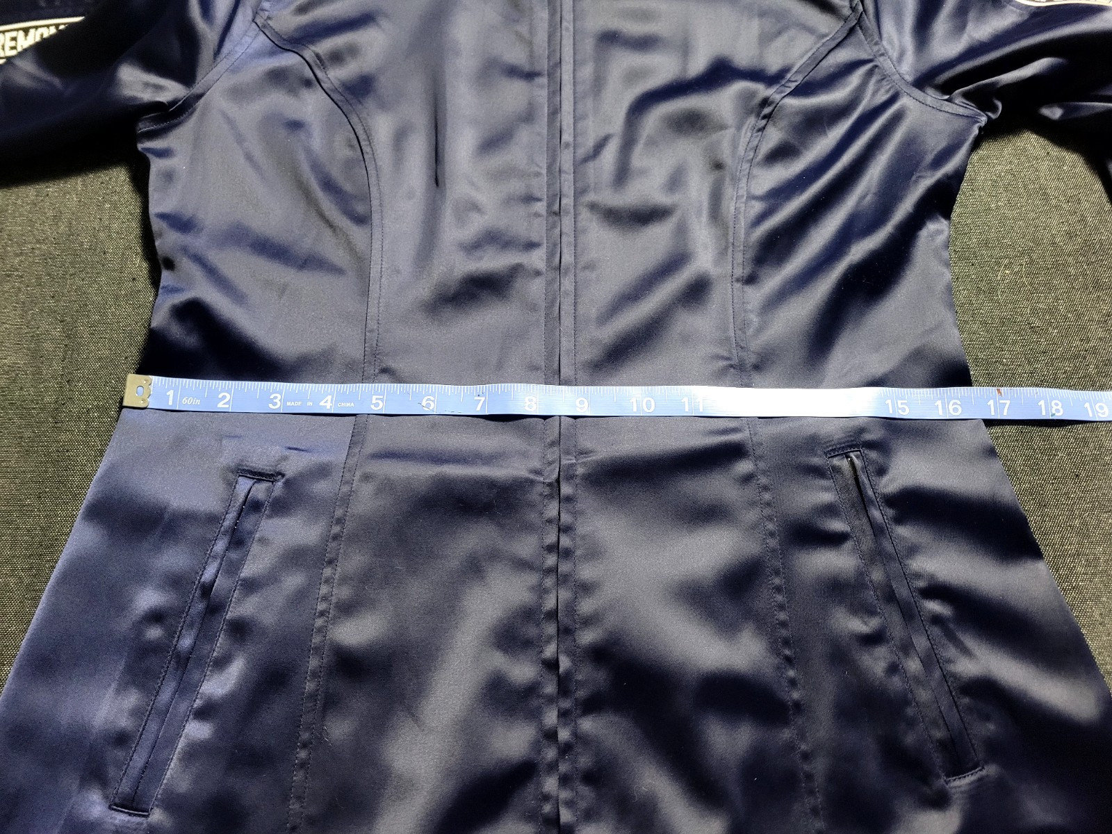 Opening Ceremony Navy Blue Track Dress Mini Satin Logo Size Medium $350 Retail