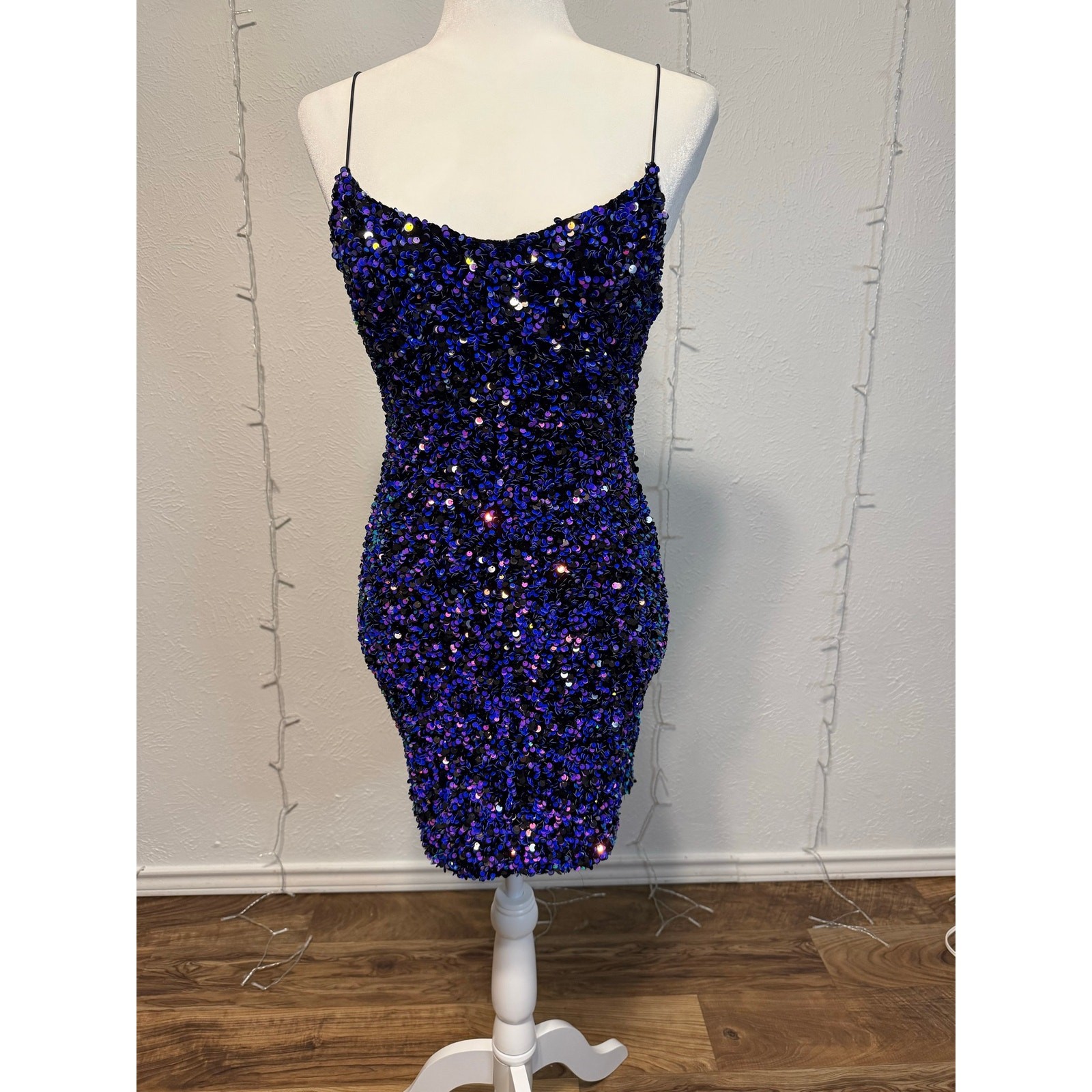 B. Darlin Purple Iridescent Sequin Bodycon Cocktail Dress | Homecoming Dress