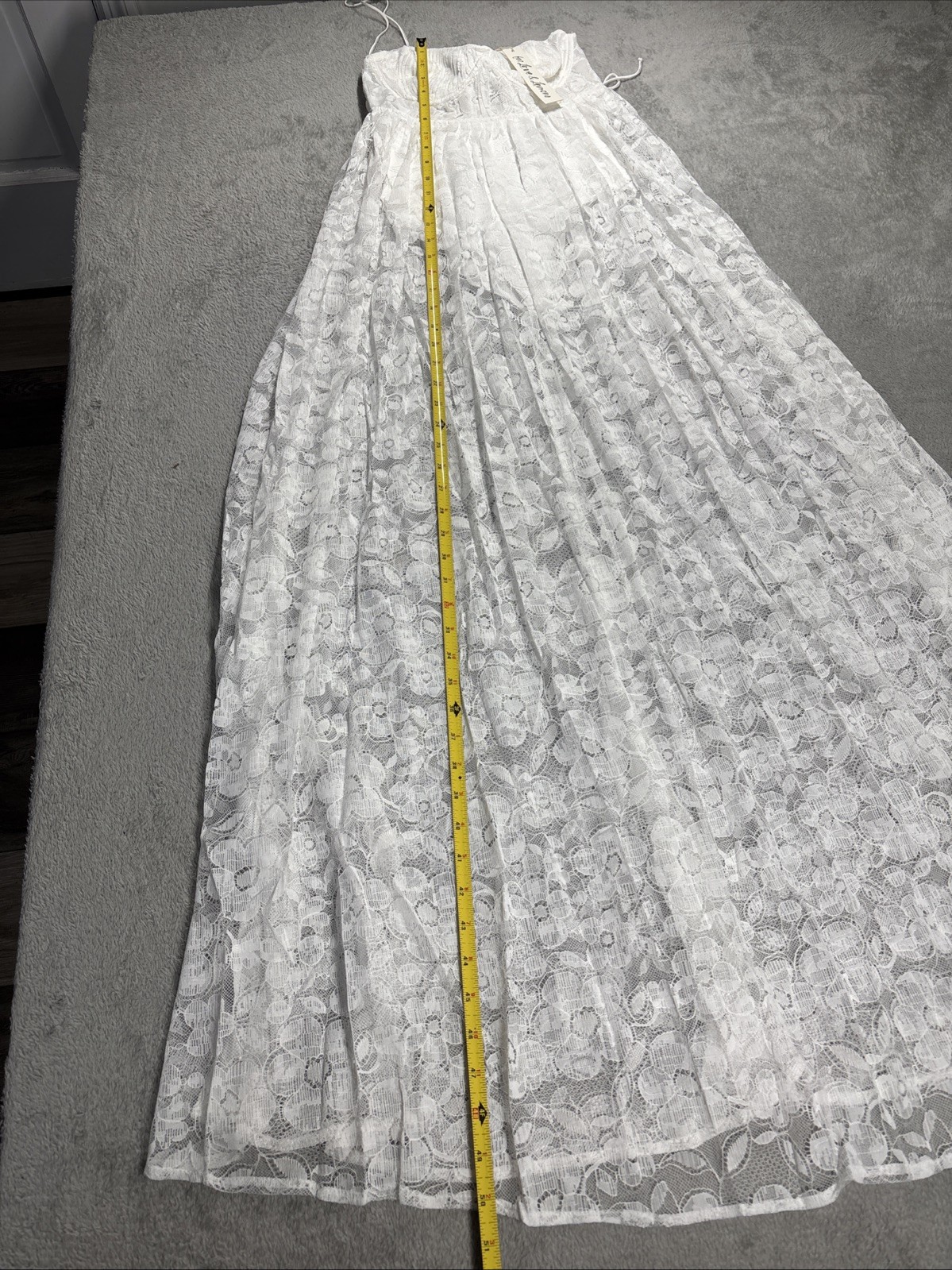 NWT For Love and Lemons Lorena Maxi Dress White Lace Size XS