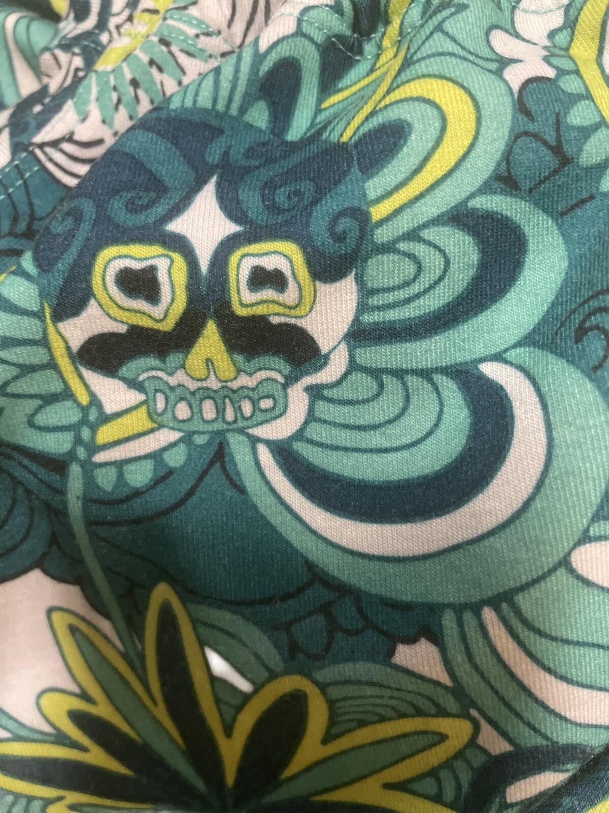 Prana Breathe Floral Skull Halter Midi Dress Women’s Small Blue Green Summer