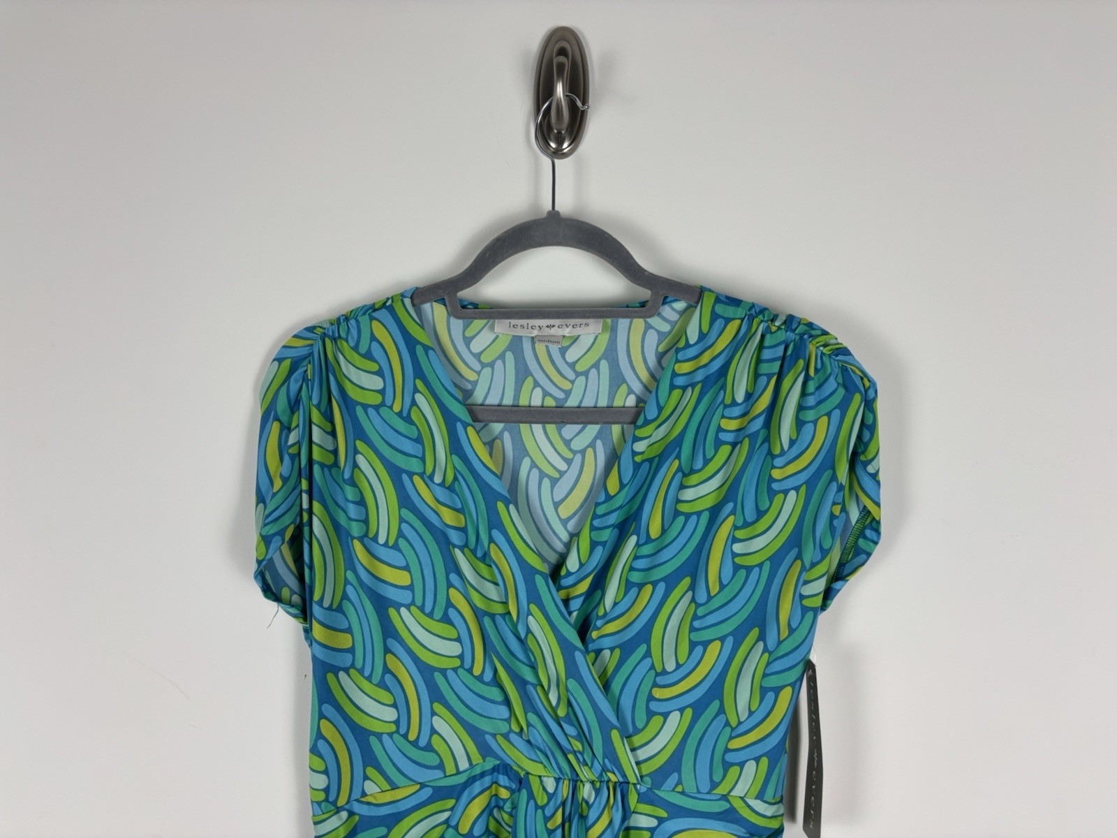Nwt Lesley Evers Sadie Aqua Braid Dress Size Medium Blue Green Jersey Knit Retro