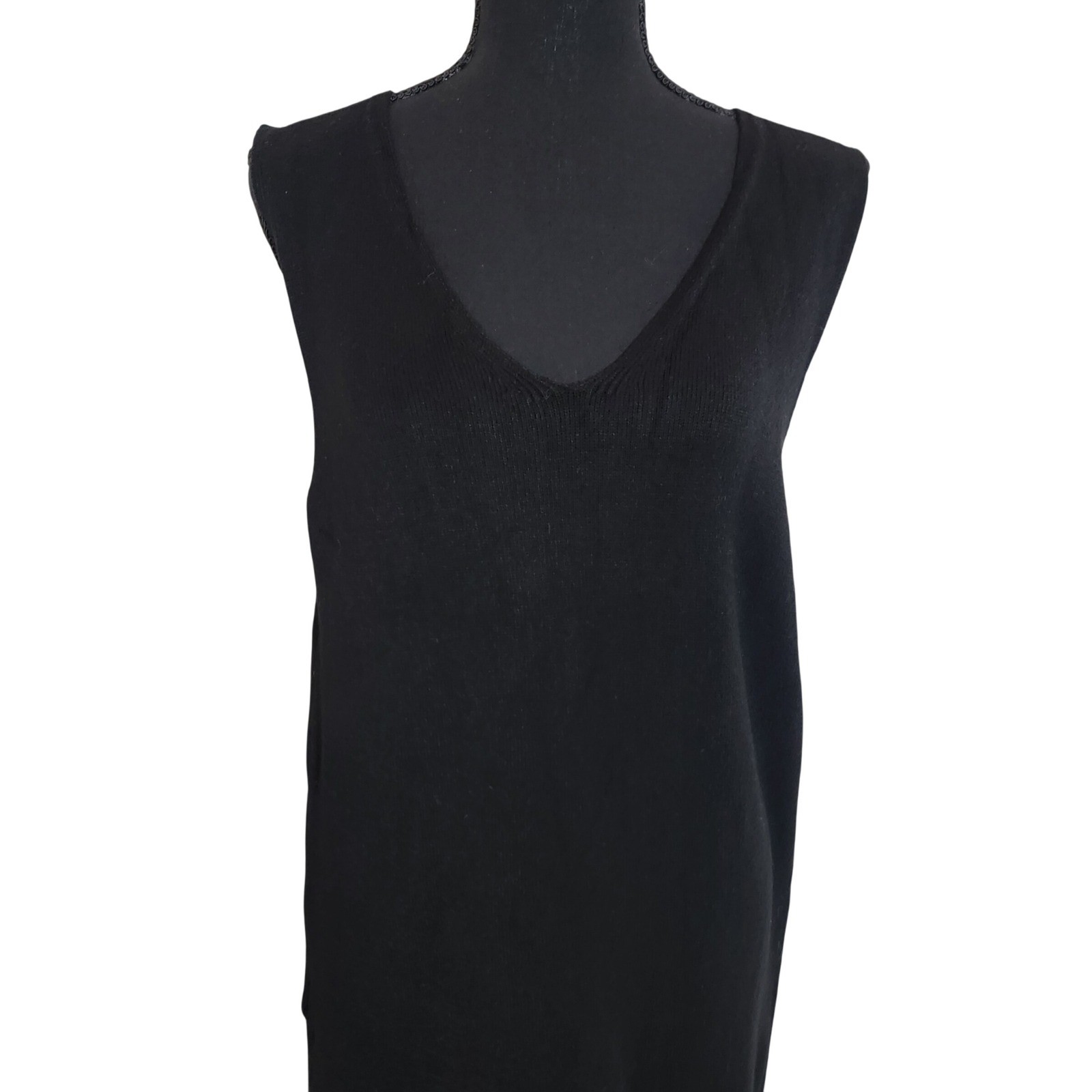 Alchemia Tricot Made in Italy Medium Black Sleeveless Maxi Knit Dress Minimalist