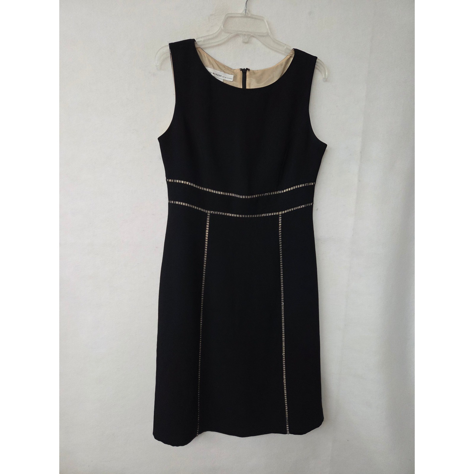 David Warren New York Black Ladder Stitch Sleeveless Sheath Dress 10 3032338