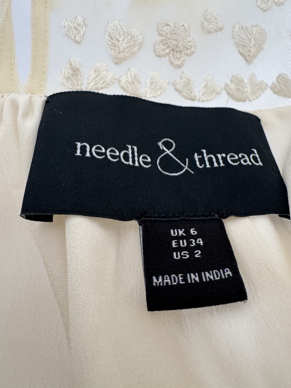 Needle & Thread Tulle Embroidered Floral Long Sleeve Ruffle Mini Dress Size 2