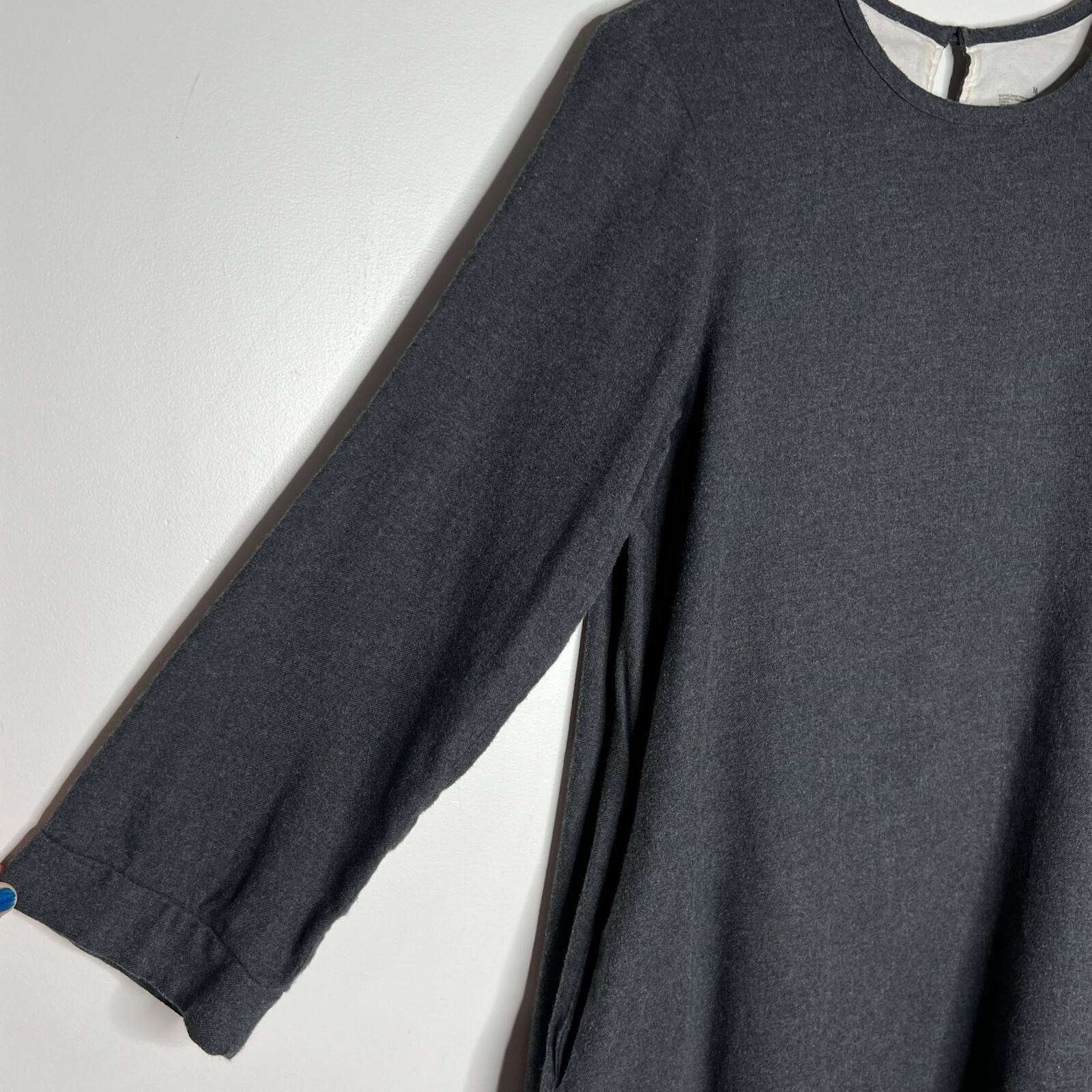 MUJI Size Medium Cotton Flannel Gray Dress Minimalist Lagenlook