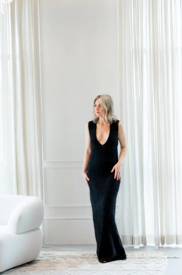 The Garment Roma Gown Black Mohair Maxi Dress Size EU 6/ US Small