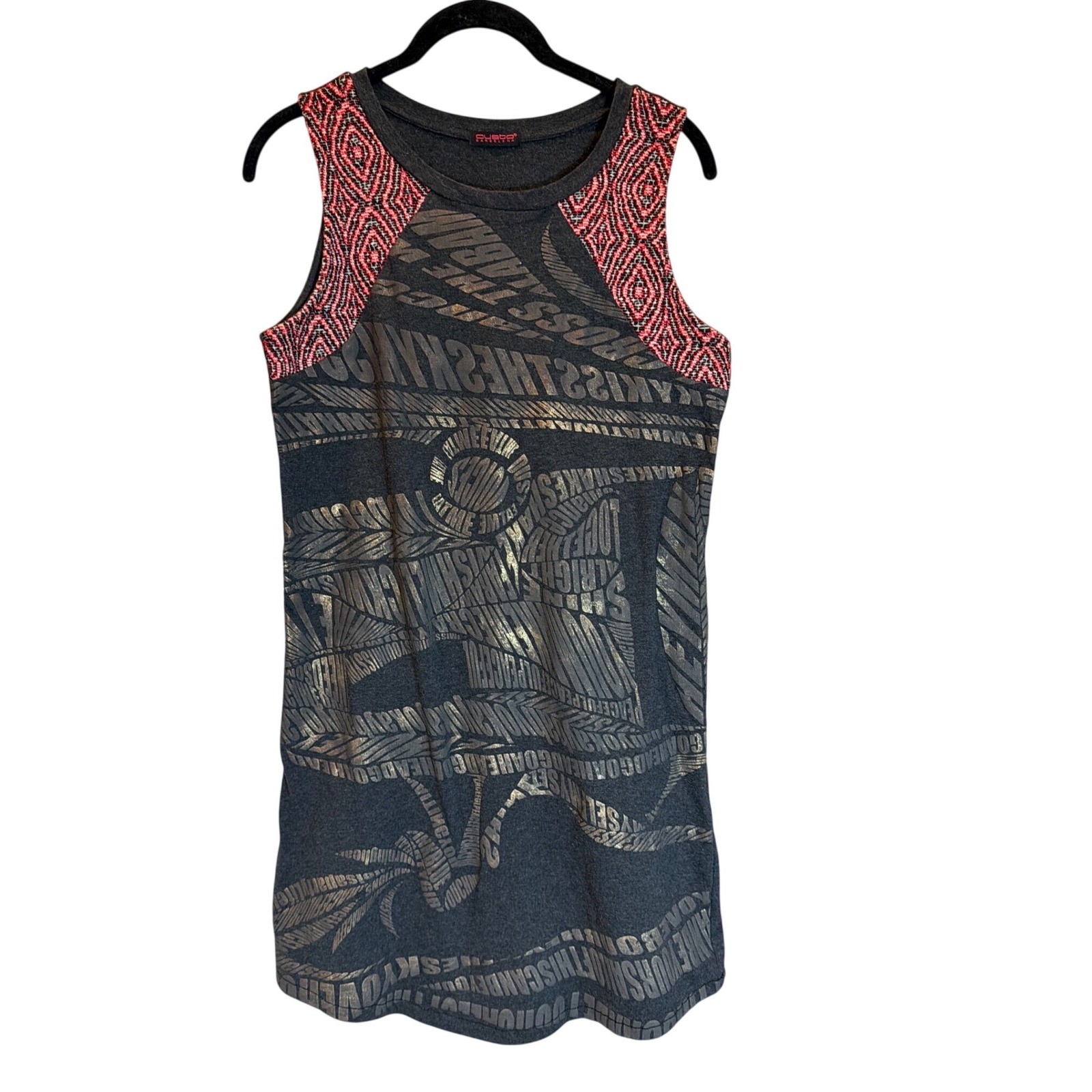 Custo Barcelona Womens Metallic Graphic Mini Dress Grey Pink Sleeveless Size M