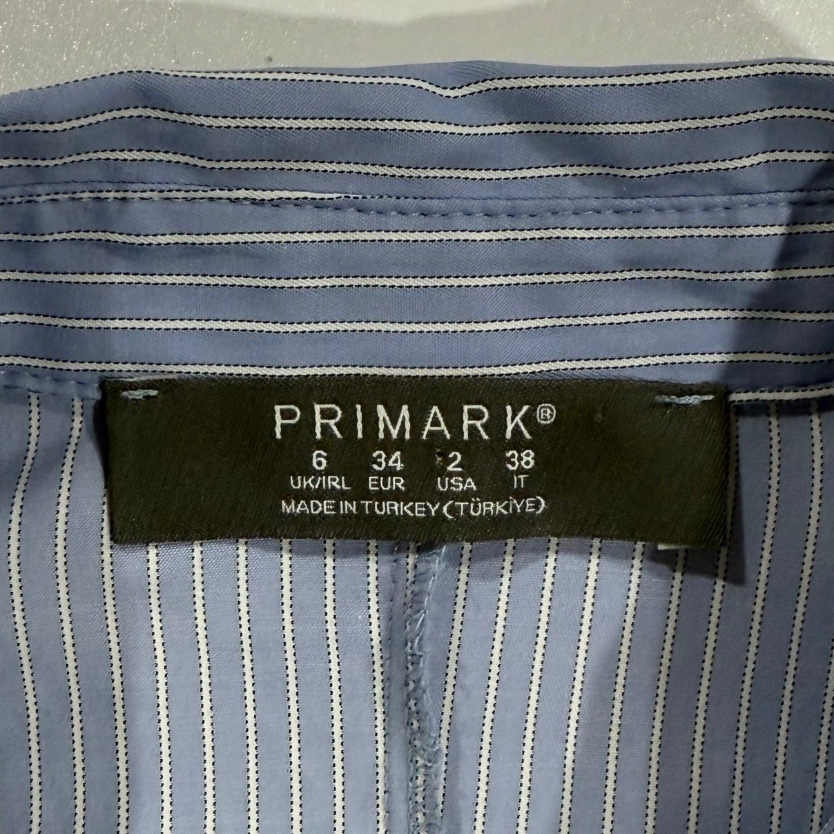 Primark Womens Blue White Striped Button Front Midi Shirt Dress Size 2 W475