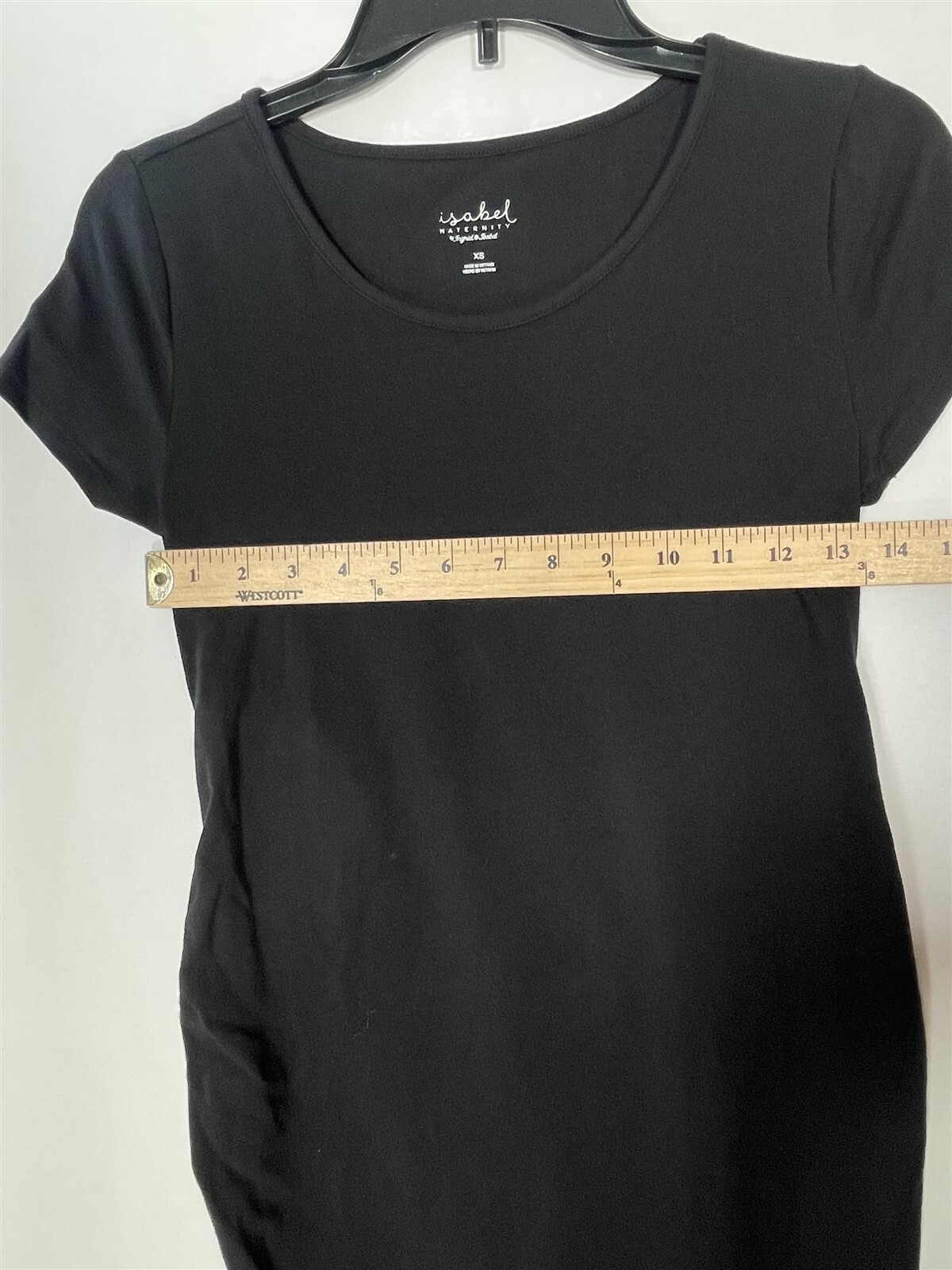 Isabel Maternity T-Shirt Dress Womens X-Small Short Sleeve Soft Stretch Black