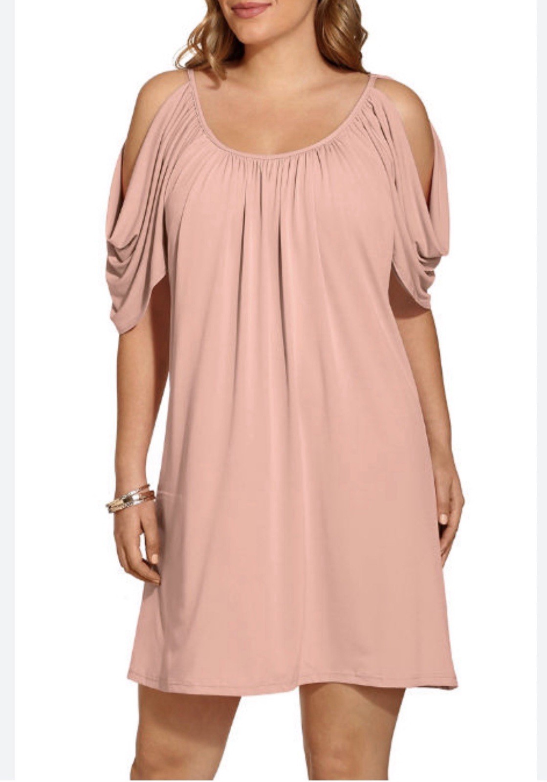 Sanctuary Women’s Babydoll Cold Shoulder M Dress Pink Boho Romantic Flowy NWT