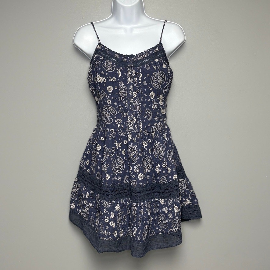 Aerie Blue Floral Western Cowgirl Countrycore Festival Mini Stretch Sundress M