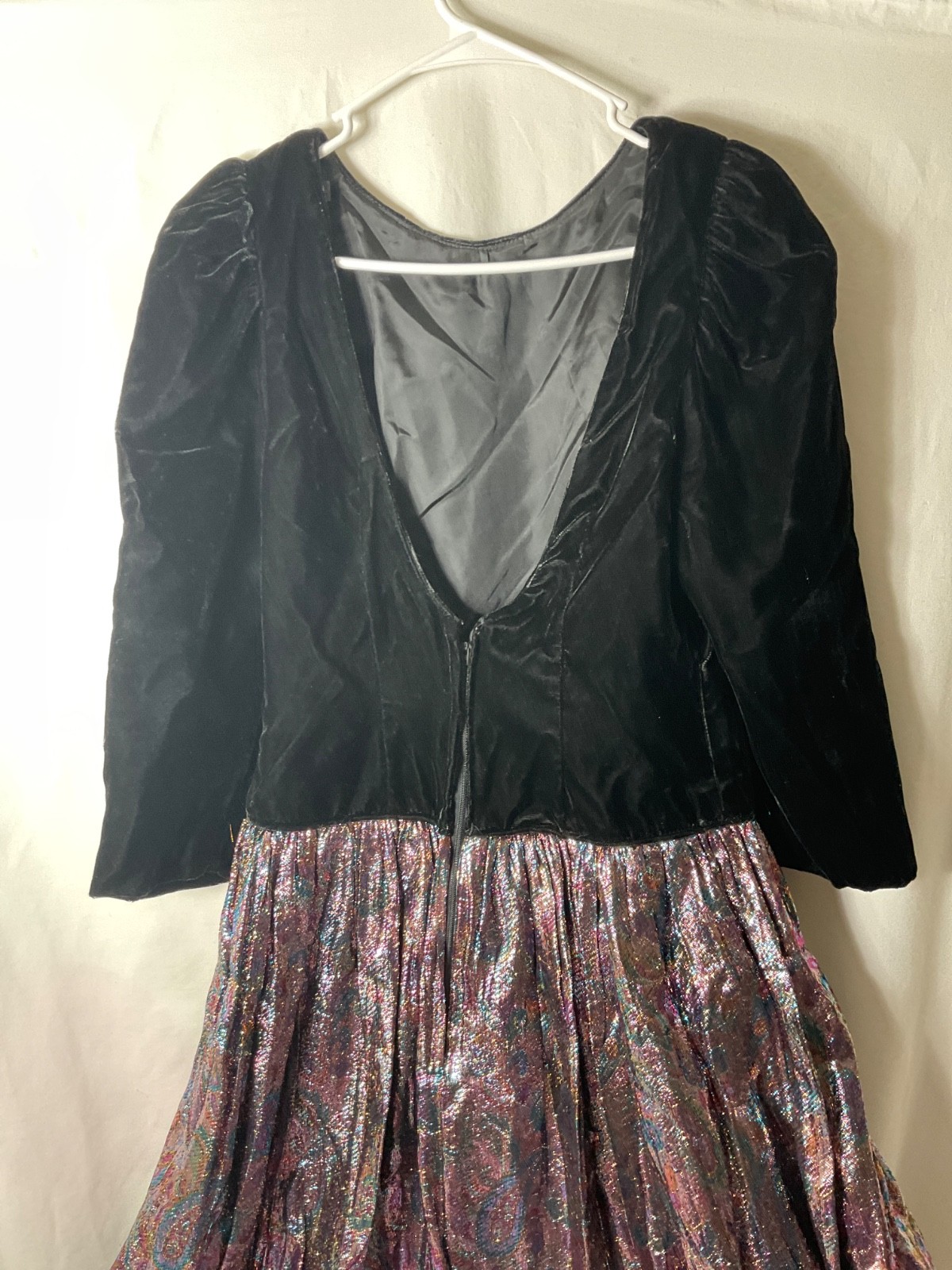 VTG Custom Made Velvet Tinsel Metallic Long Dress Lined