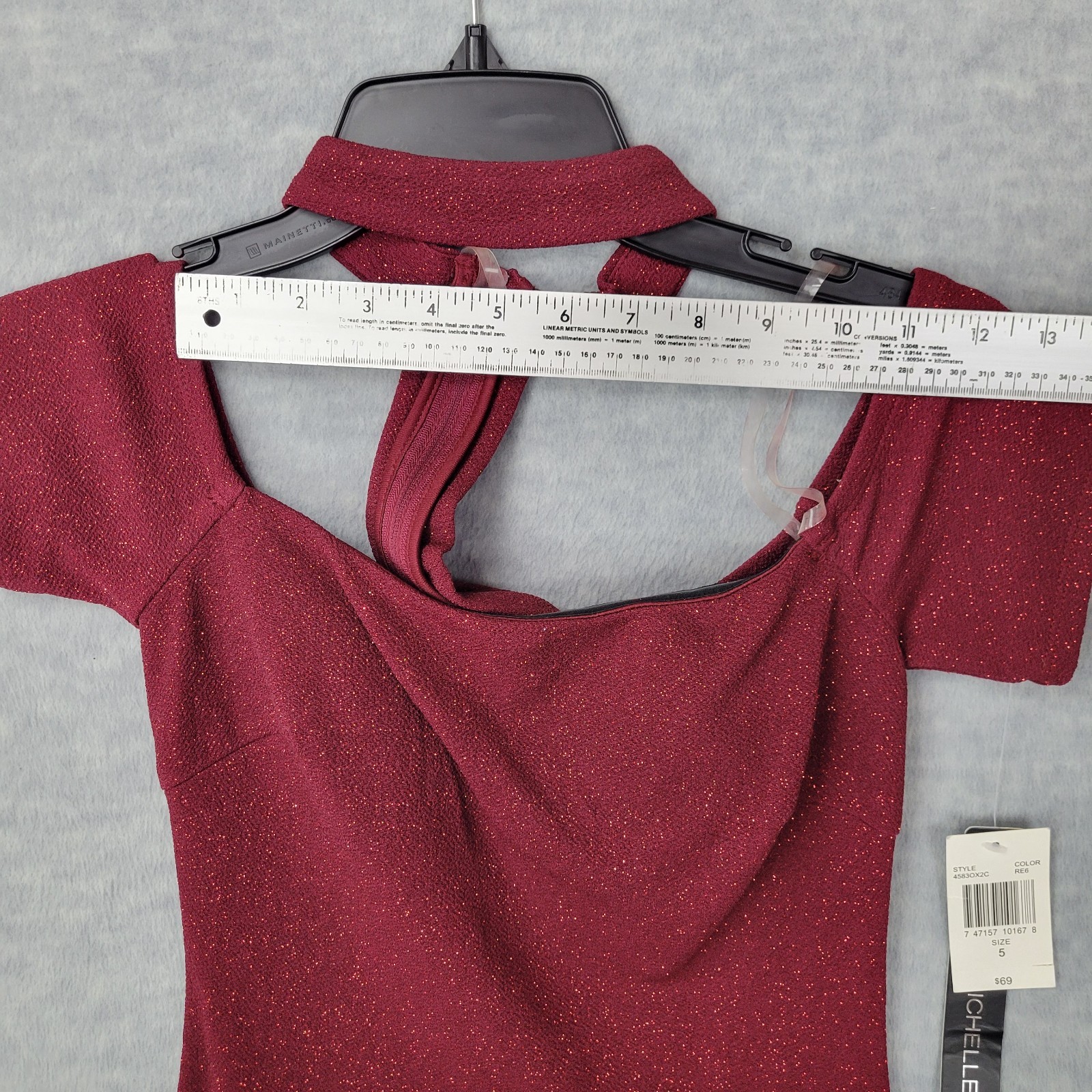 My Michelle Mini Dress Red Glitter Short Sleeve 90s Vintage Goth Womens 5 NWT