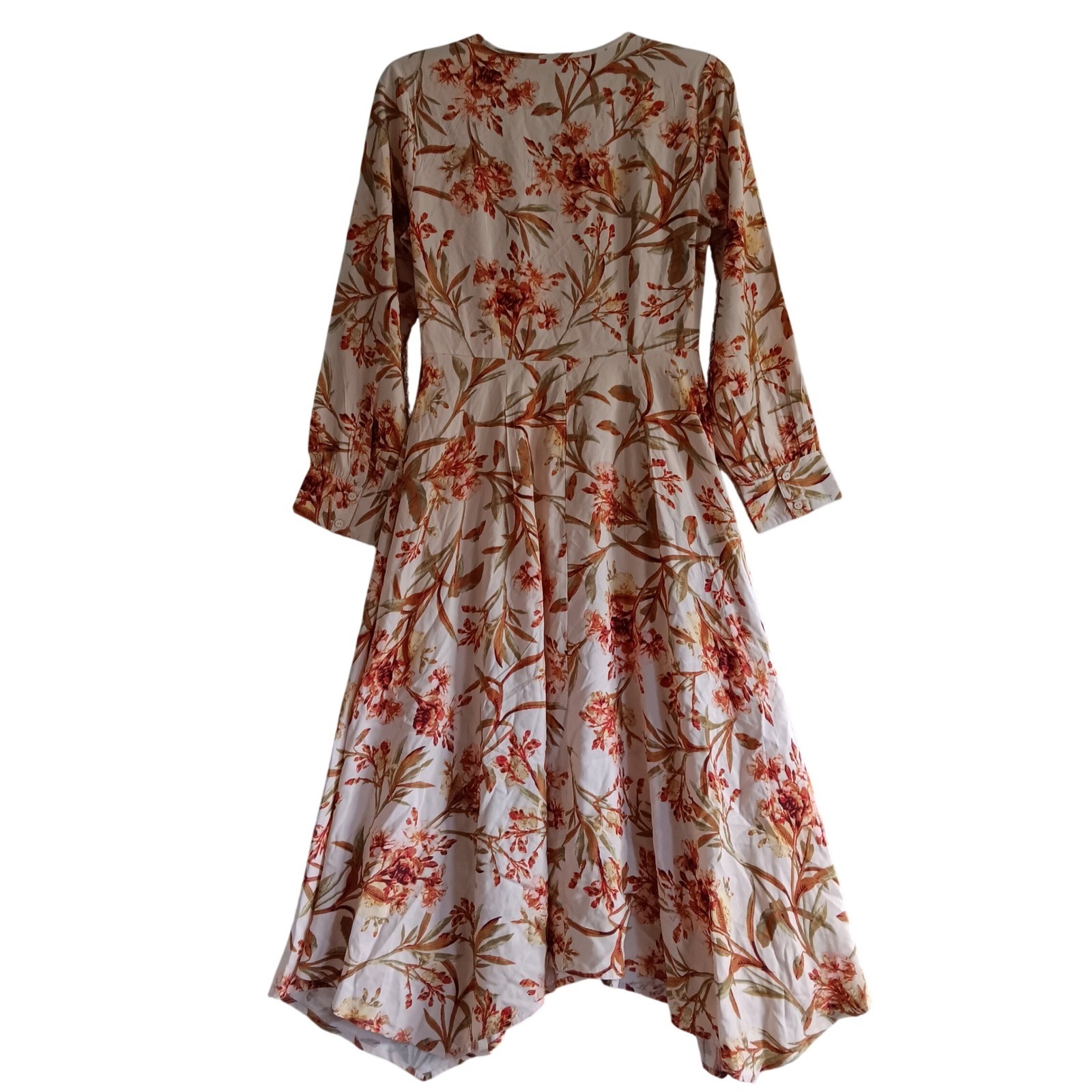 Downeast Tropical Flared Dress Womens S Perrine Floral NWT Maxi Handkerchief Hem