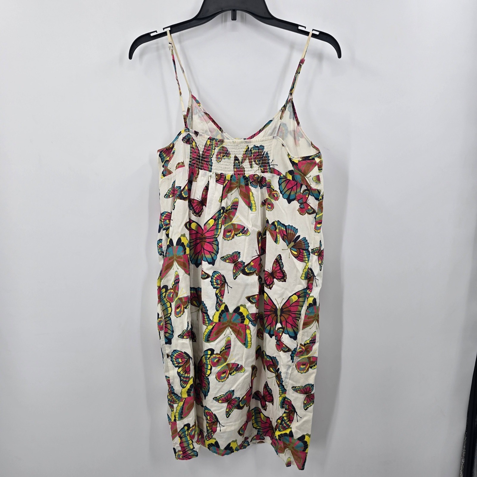 Old Navy Womens Butterfly Print Cotton Sun Dress White Pink Yellow Large