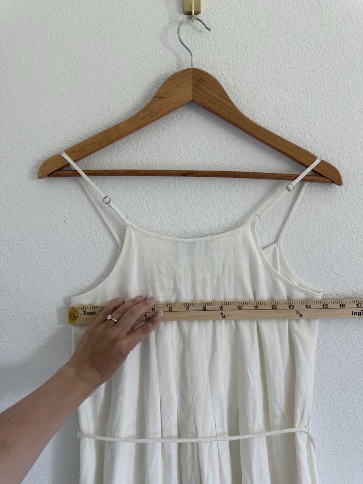 Hunter Bell Ivory Sz XS Delicate Pearl Stud Cotton Linen Rivers Maxi Dress