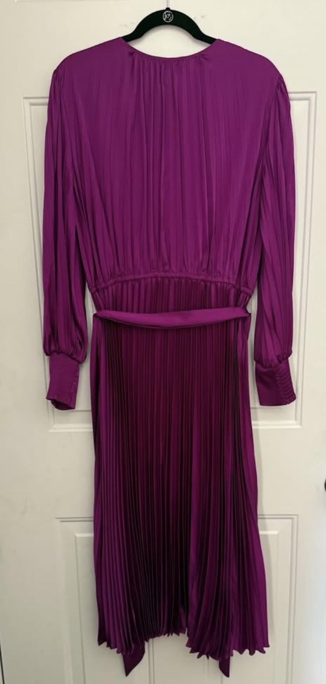 Joseph Ribkoff Signature Pleated Wrap Midi Dress Purple Orchid XL 243771X