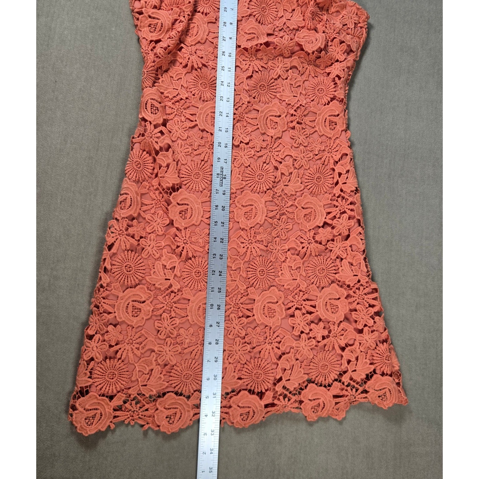 Lulus Coral Lace Halter Mini Dress Love Poem Sleeveless Party Cocktail Crochet