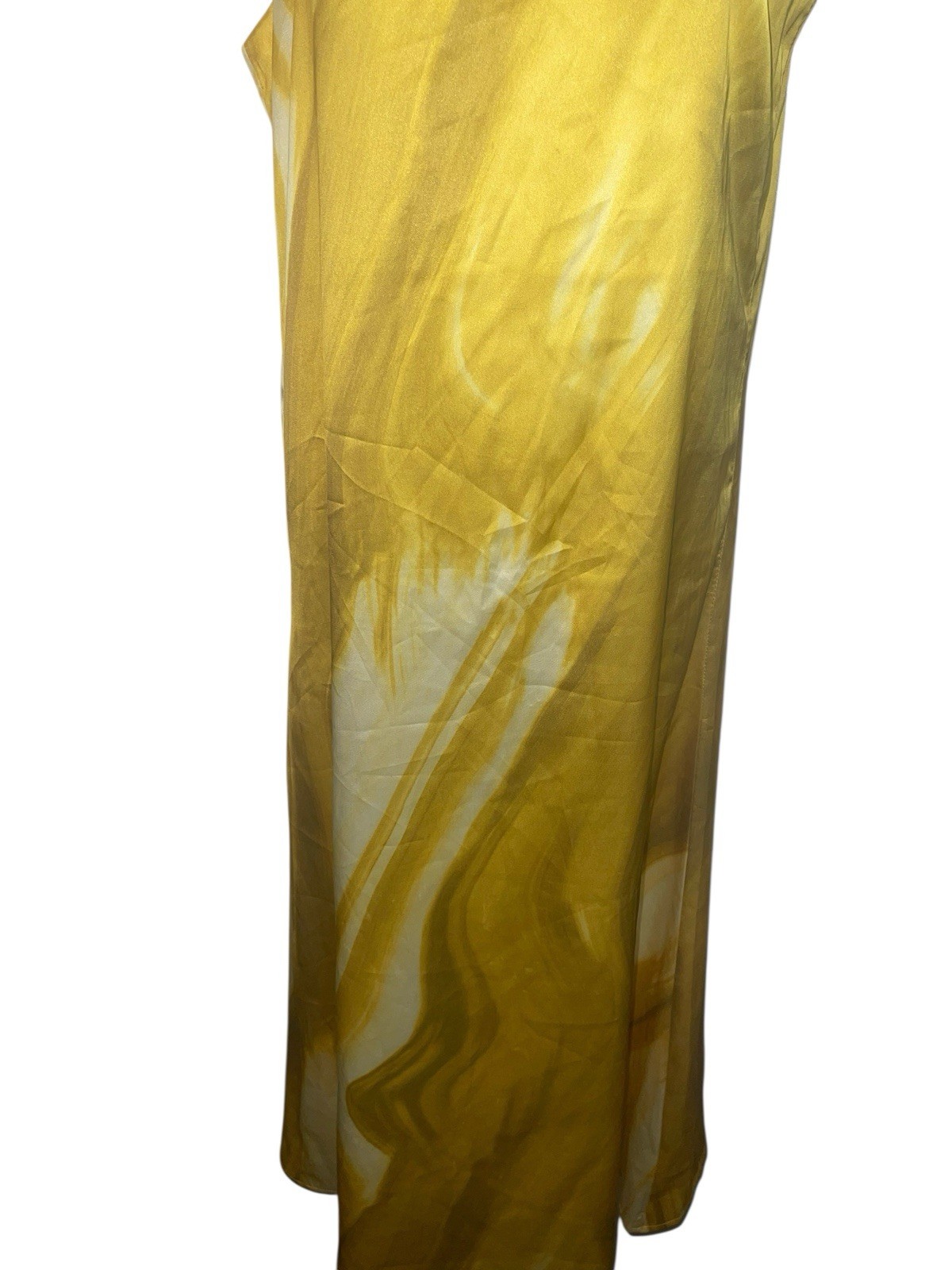 CAARA Womens Size Small Yellow Printed Maxi Dress One Beaded Strap One Tie Strap
