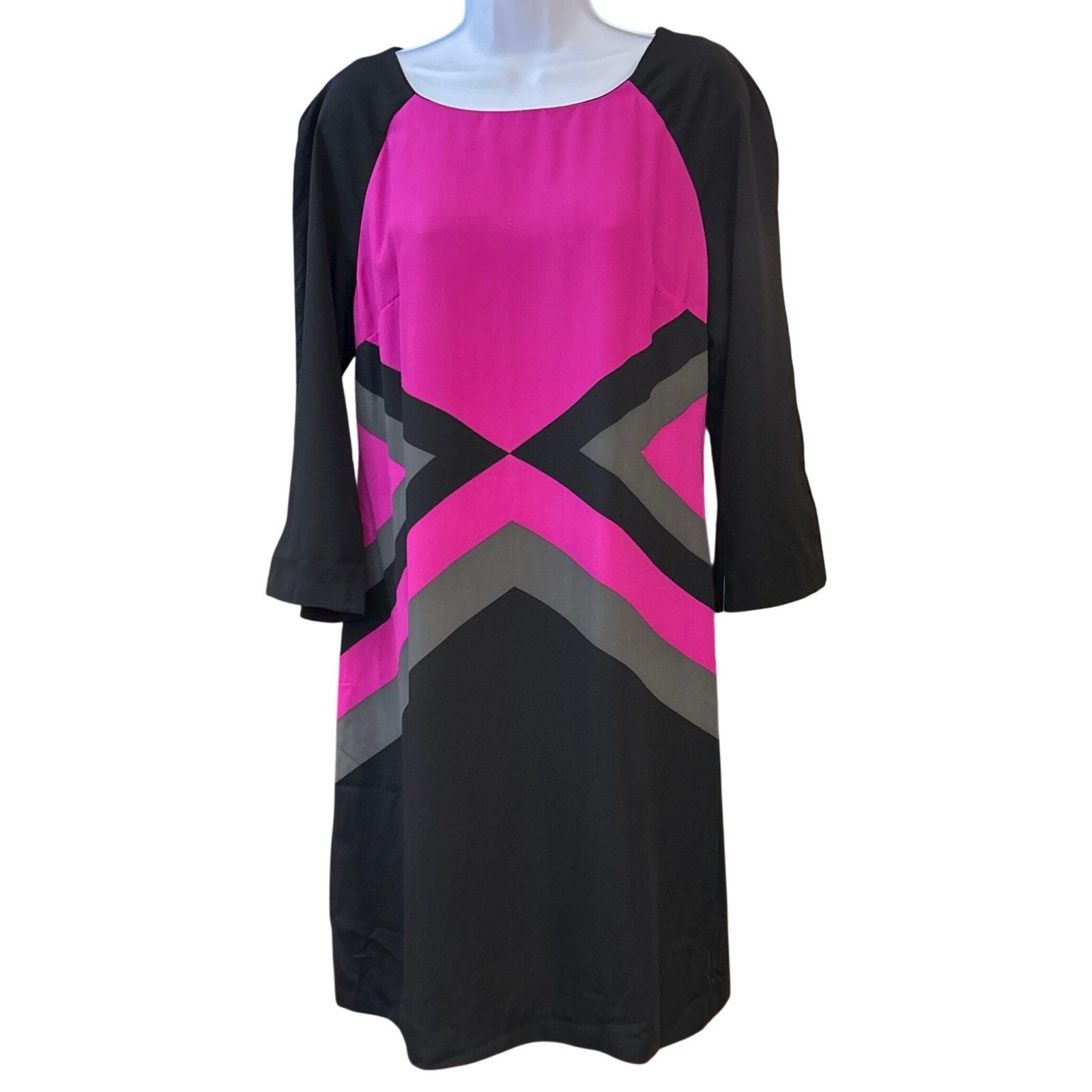 Vintage 60,s Ice Sheath Dress Colorblock Geometric Mod Chic Retro Minimalist