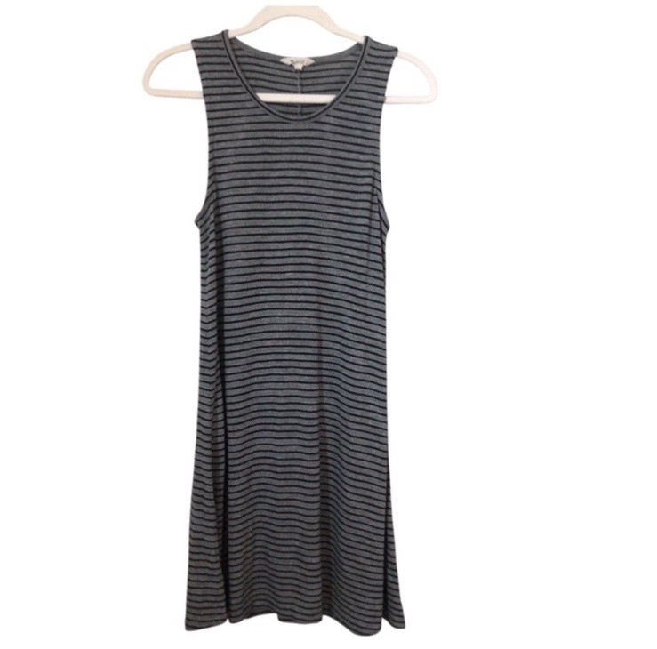 Madewell Highpoint Tank Dress In Gray Stripe Size Large