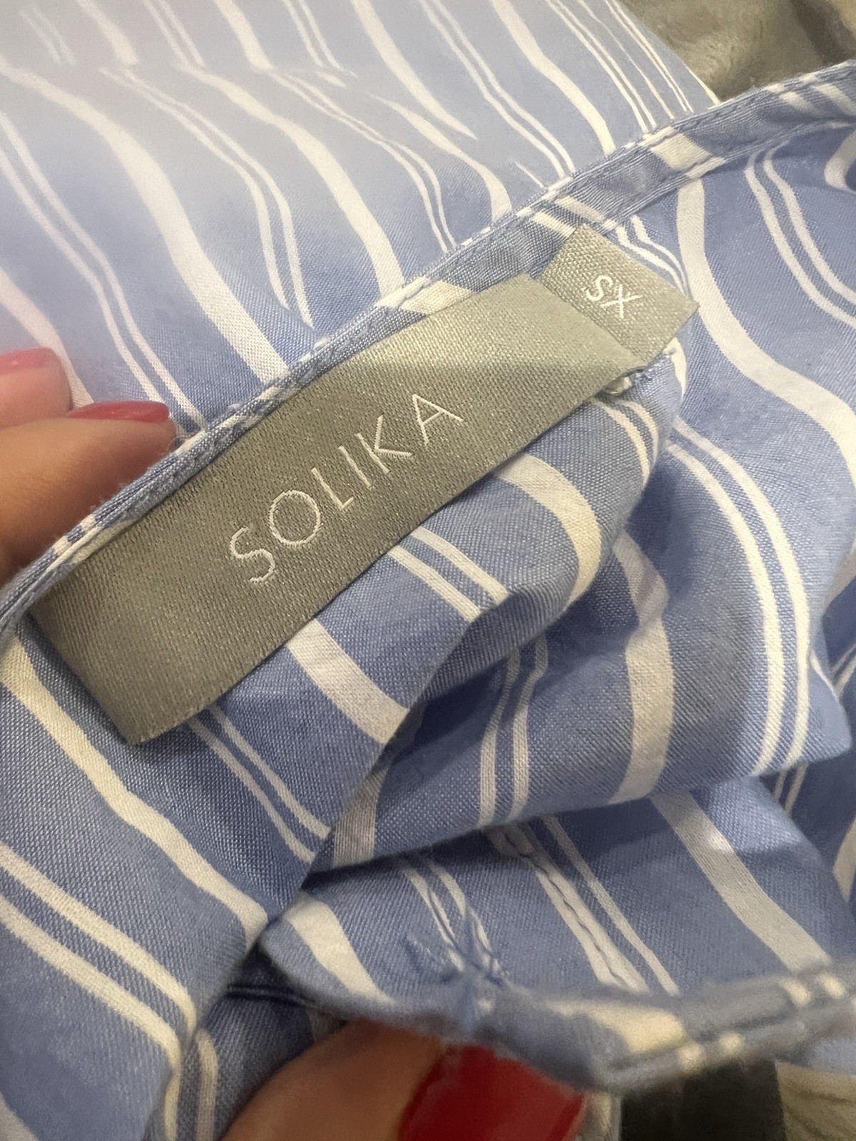 SOLIKA BLUE STRIPE SHIRT DRESS LONG SLEEVE POPLIN MODEST MIDI OVERSIZED S OR M