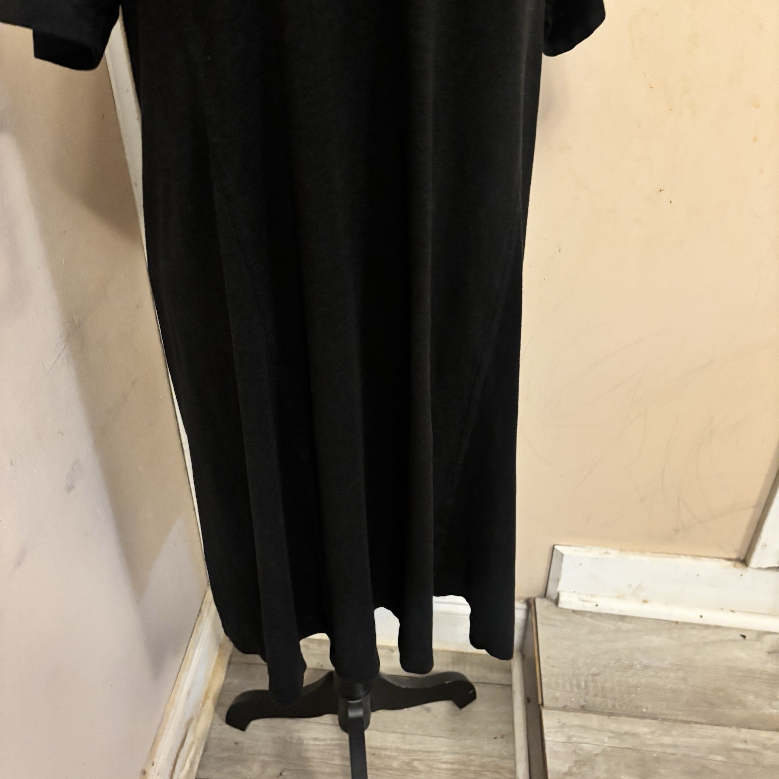 Eileen Fisher Black Hemp Organic Cotton Shift Dress Size Large