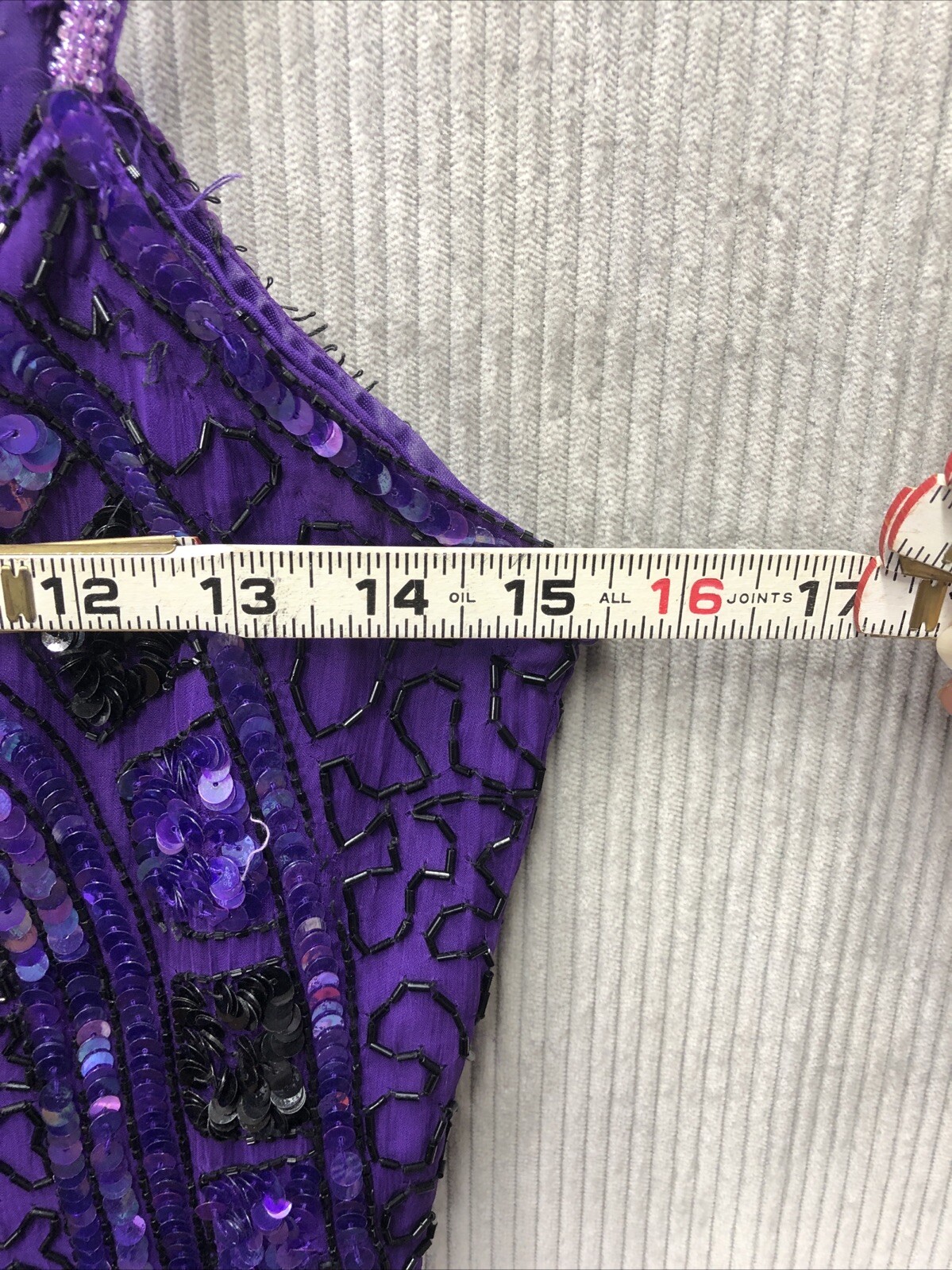 Vintage SWEELO Slip Dress Size Unknown Purple Sequin 100% Silk Spaghetti Strap