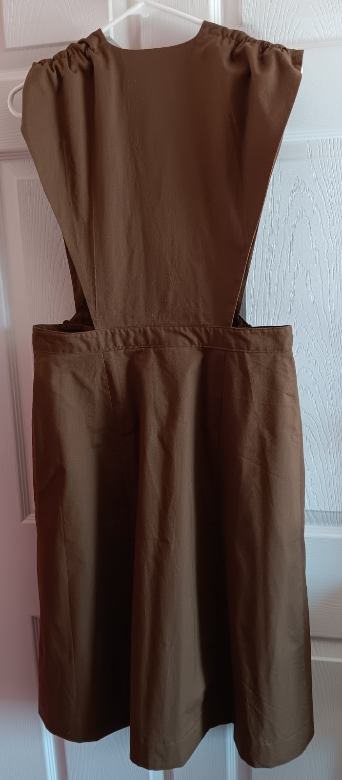 Womens Adjustable Maternity Jumper Pinafore 40s Style Midi Length Brown Sz Small