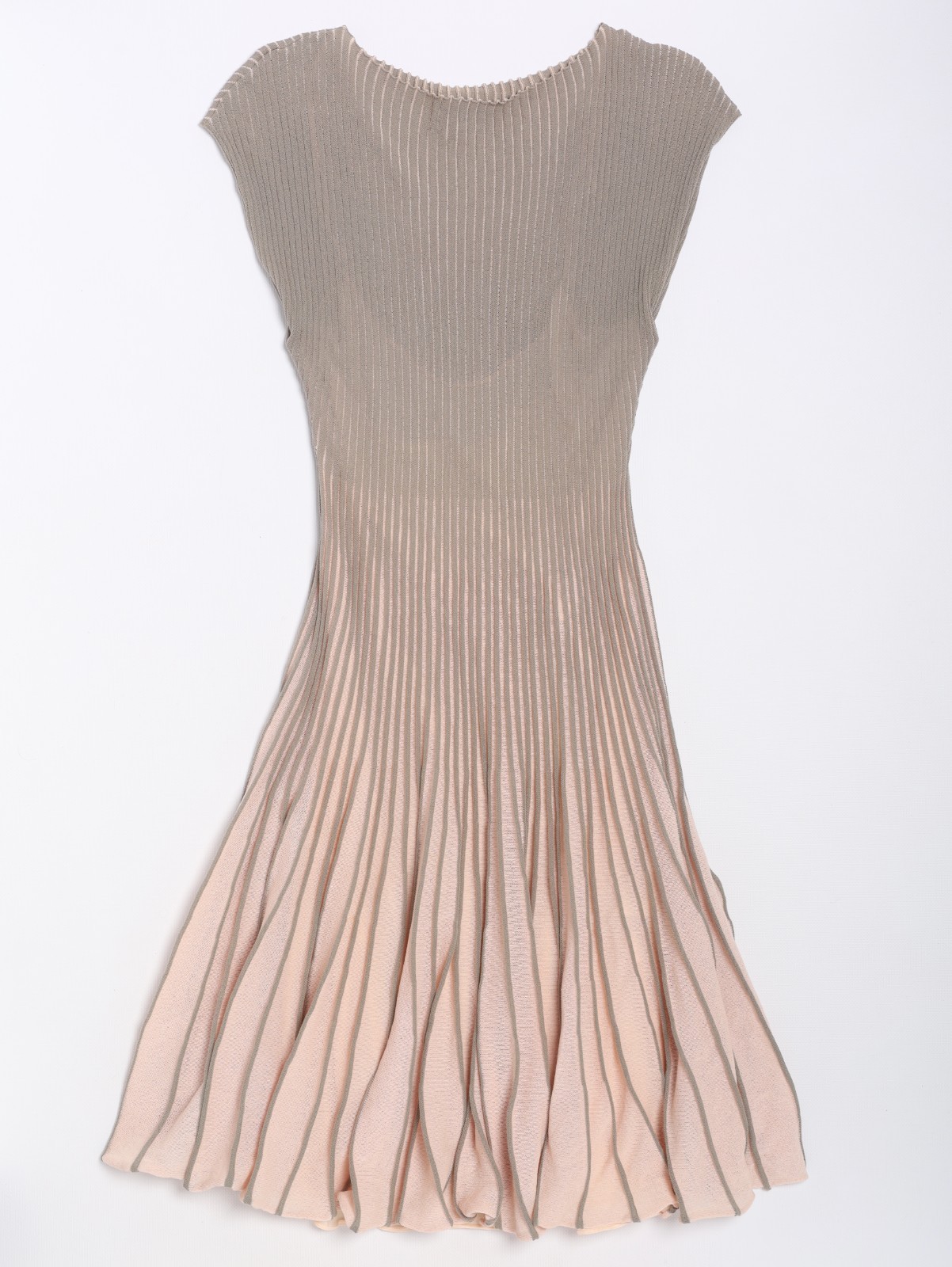 Emporio Armani Pink Grey Pleated Dress Cotton Viscose Nylon