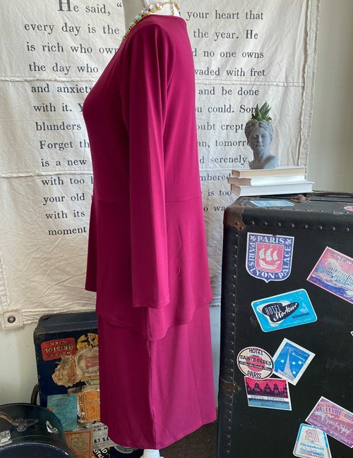 Every Day Susan Graver Deep Raspberry Red Liquid Knit Peplum Dress New