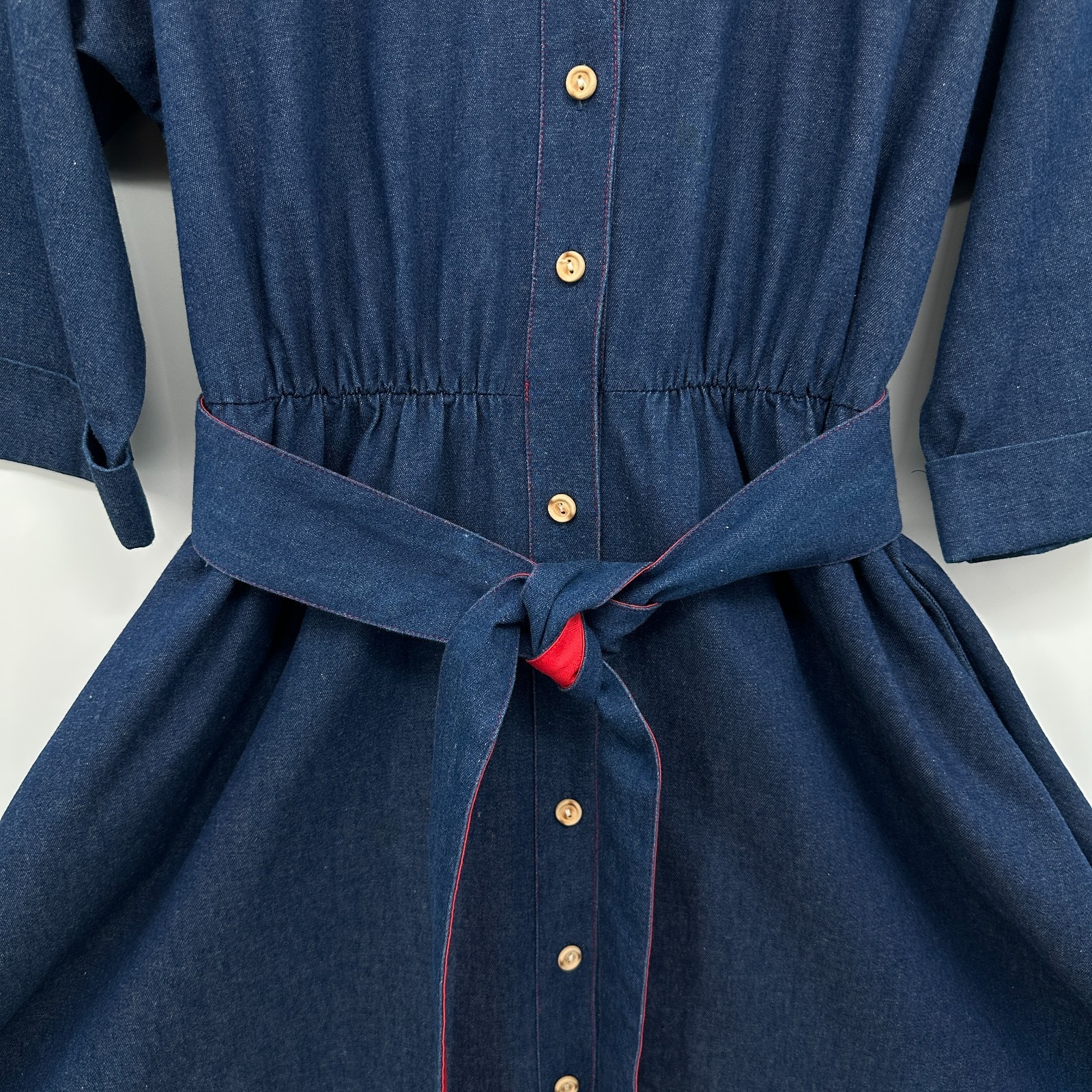 Vintage Denim Midi Dress Medium Pockets Western Cottagecore Rodeo Prairie USA