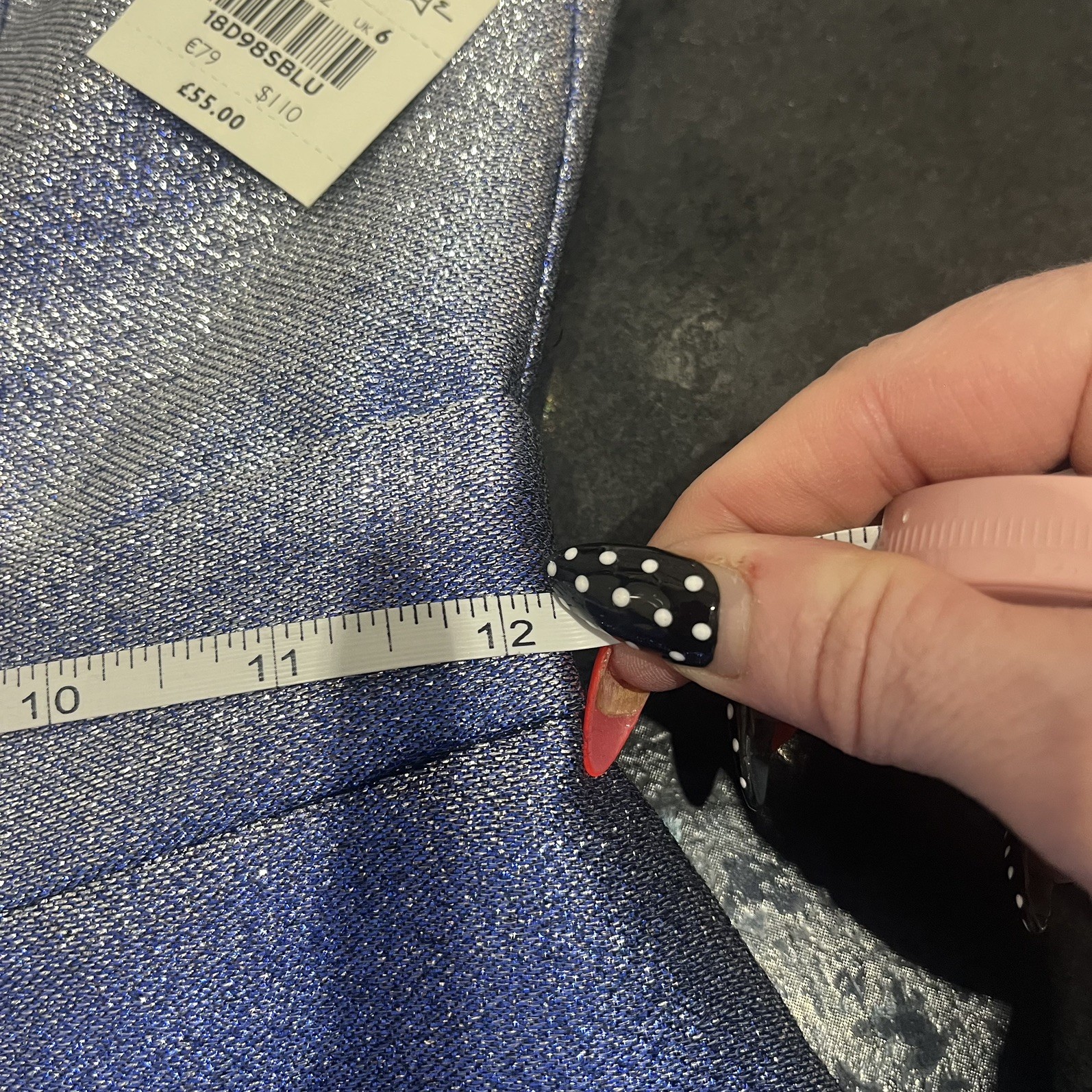 MISS SELFRIDGE – Size 6 UK – BLUE METALLISED SPARKLY cut out DRESS rrp was £55