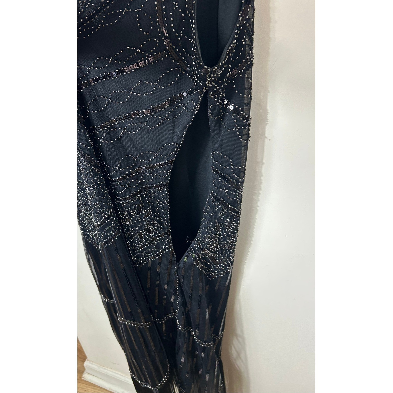 RO ROX Flapper Dress Sz 2XL Black Beaded Sequin Fringe Gatsby VTG 20s Style