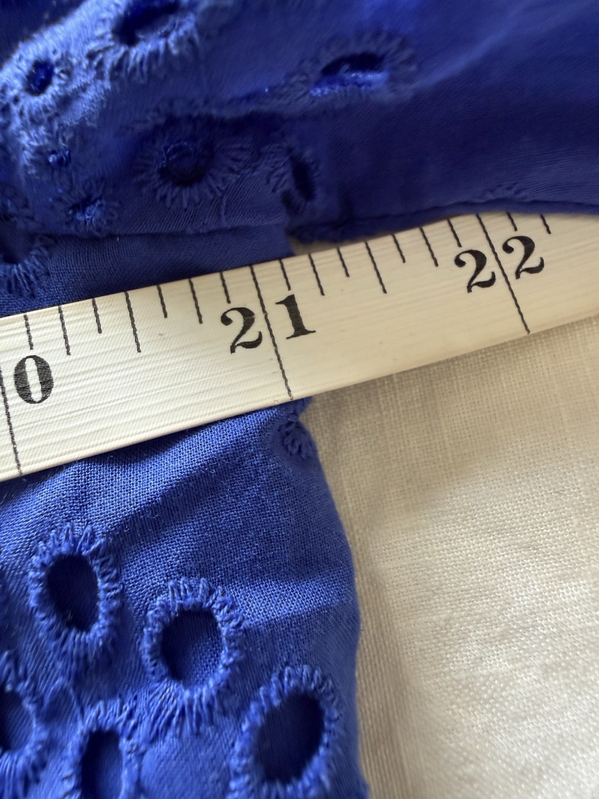 New Lacy Chabert Collection Size L Cobalt Blue Cotton Eyelet Tiered Midi Dress