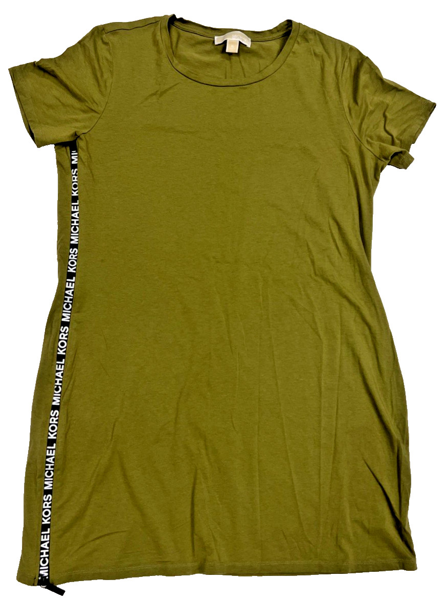 Michael Kors Women’s T-shirt Dress Size XL Green Short Sleeve Logo Zipper