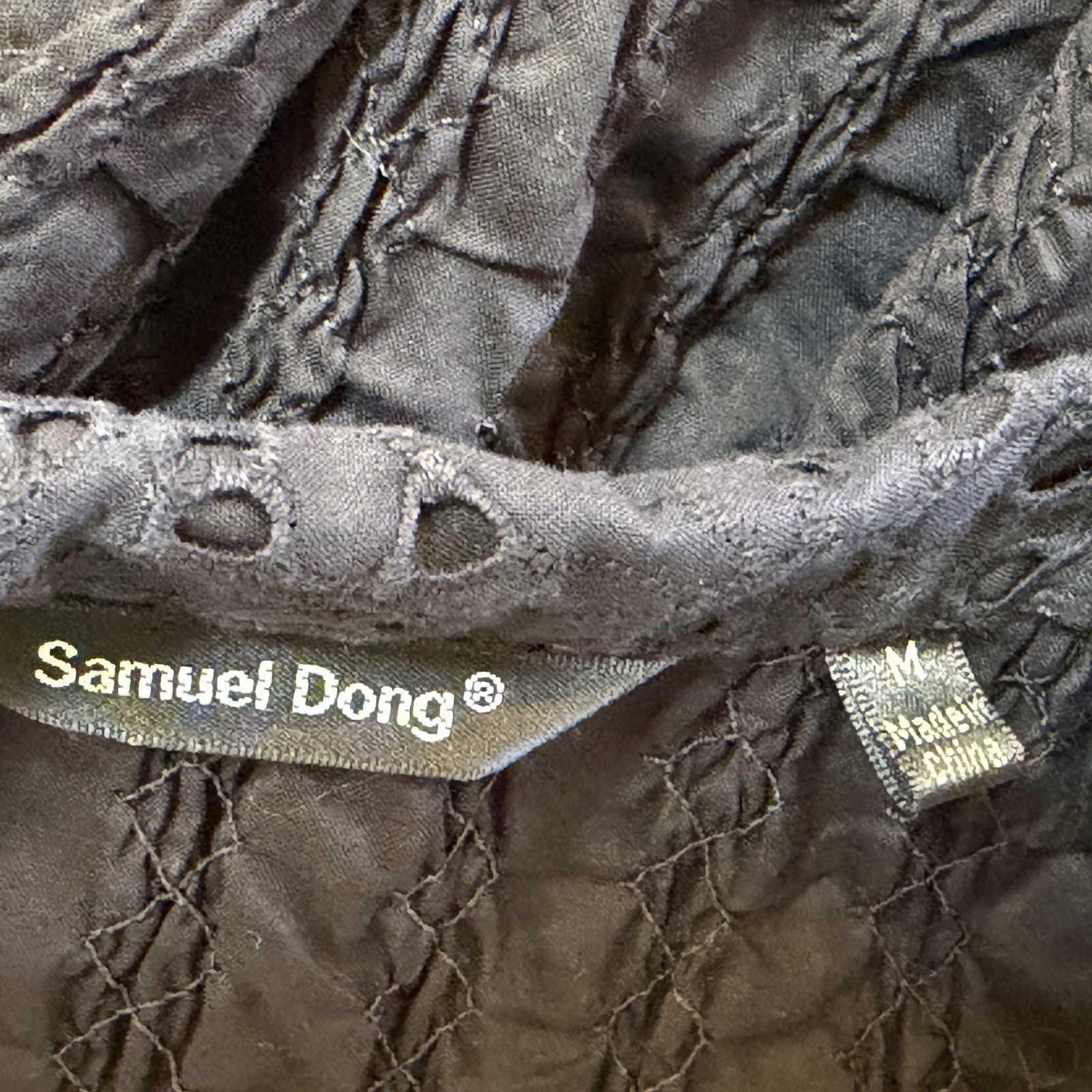 Samuel Dong Bubble Dress Size Medium Black Eyelet 3/4 Sleeve Collar Zip Front
