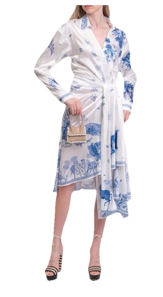 $1100 NWT CEDRIC CHARLIER Asymmetric Shirt Dress IT40 US4 UK8 S Made in Italy