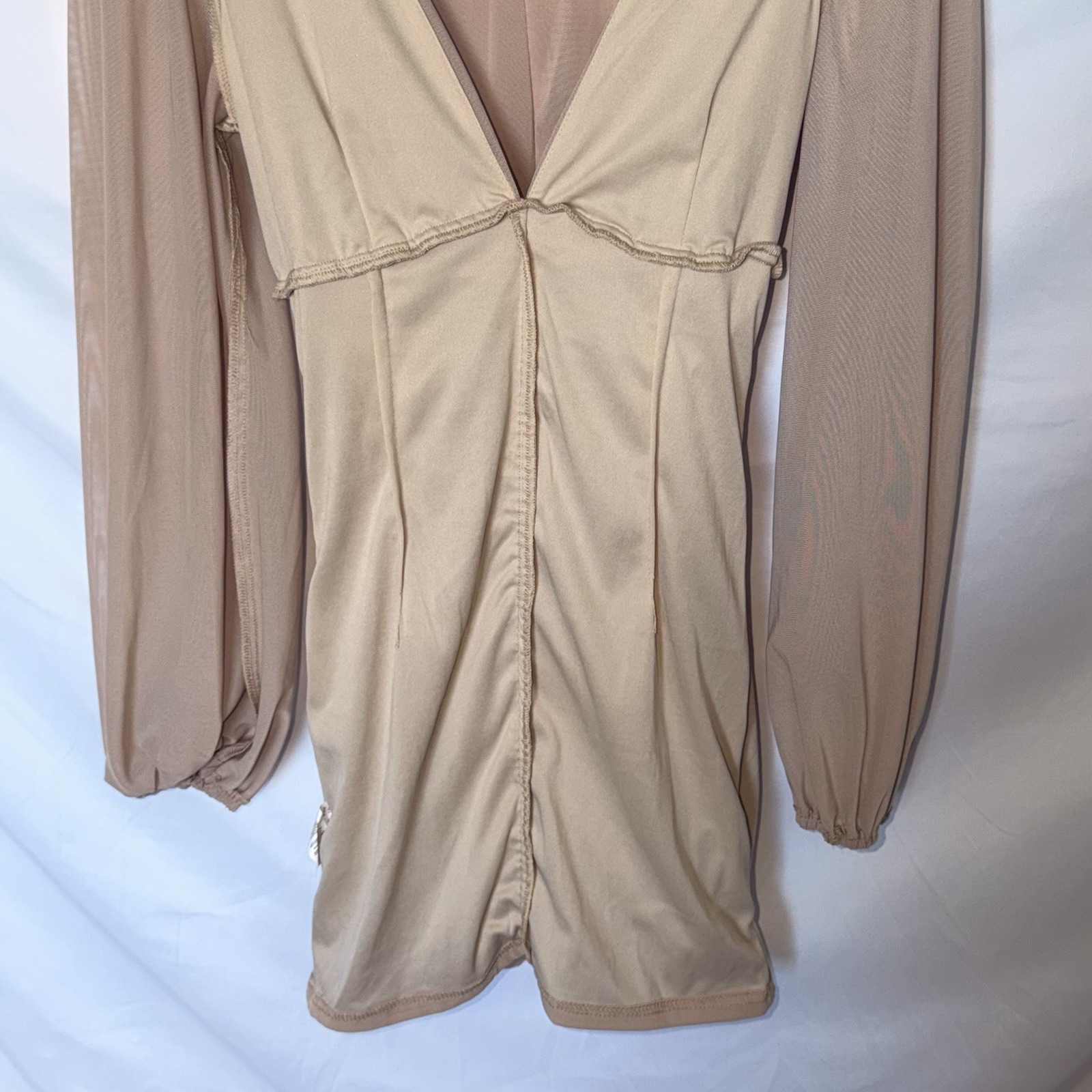 Brand New With Tags PLT Stone Mesh Balloon Sleeve Y2K Mini Bodycon Dress Size 4