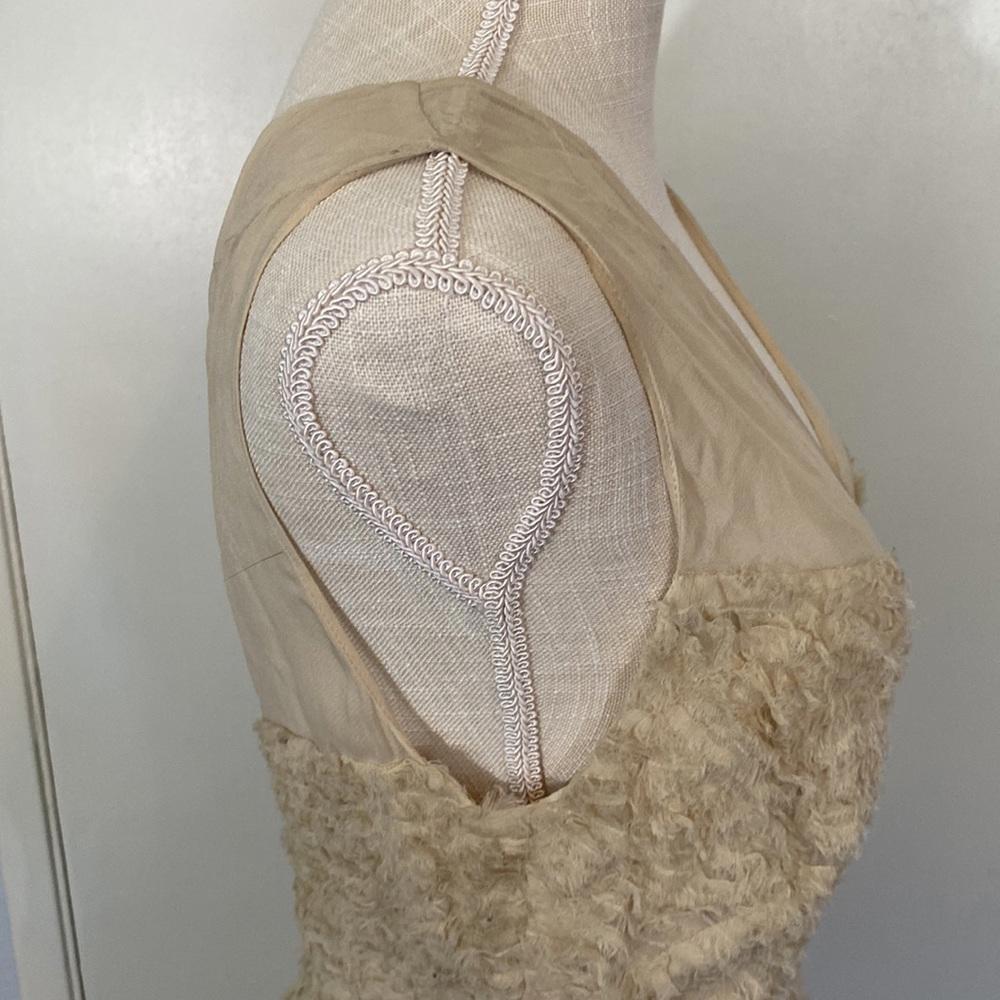 NWT Robert Rodriguez Knee Length Midi Dress Womens Tan Off White Bone Size 8